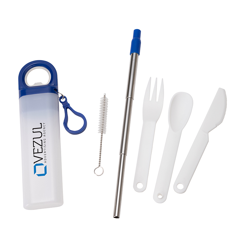 Picture of Griffith 3-in-1 Metal Straw, Cutlery Set & Bottle Opener