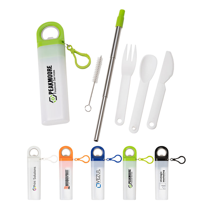 Picture of Griffith 3-in-1 Metal Straw, Cutlery Set & Bottle Opener