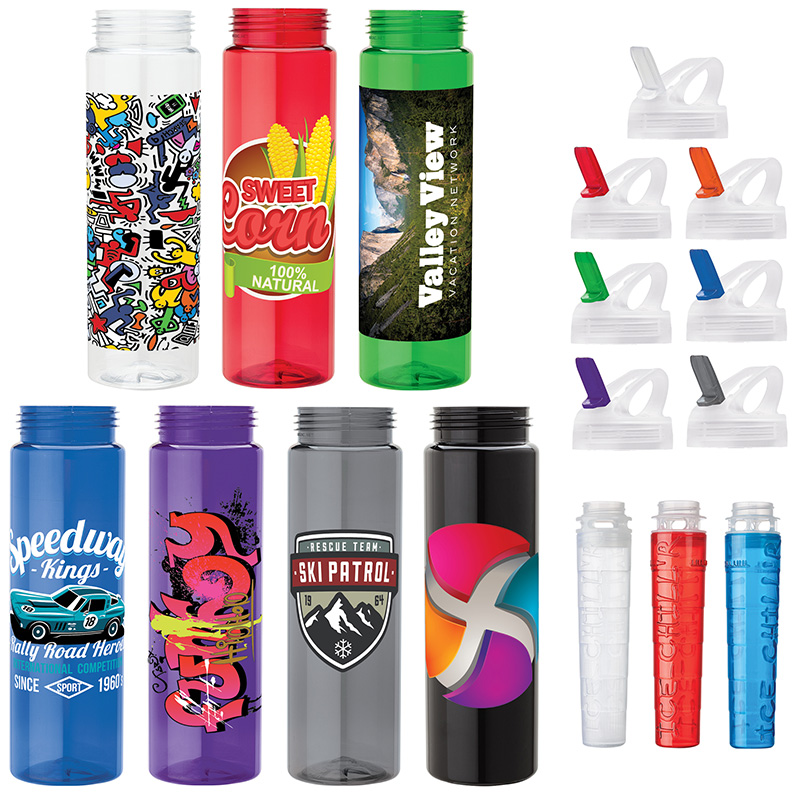 Picture of Newport 25 oz. PET Bottle with Flip Spout & Ice Stick
