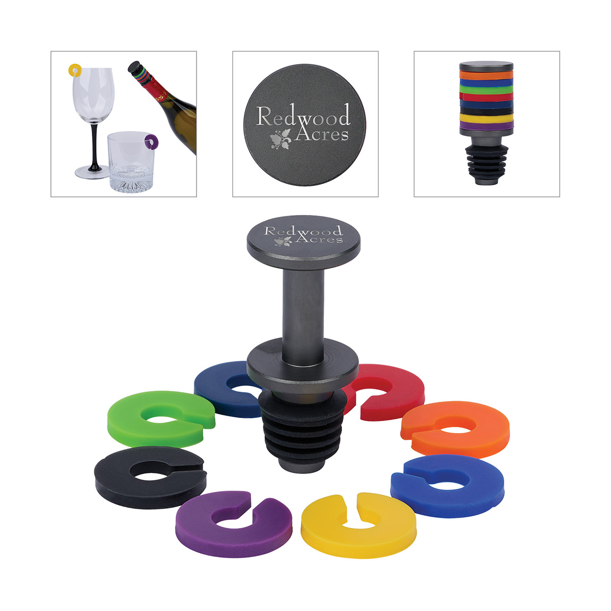 Picture of Rocco Aluminum Bottle Stopper with Glass Markers