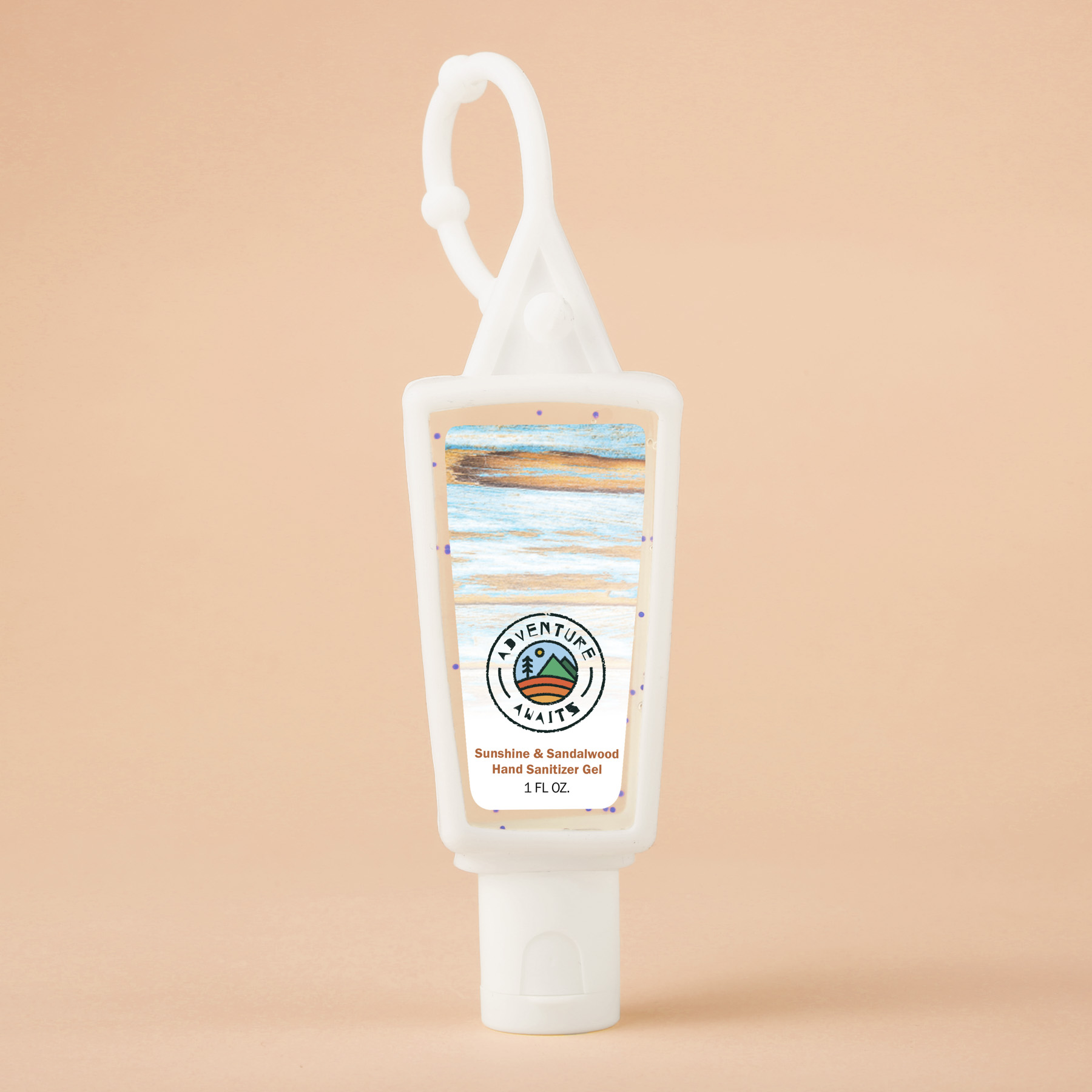 Picture of Hand Sanitizer Gel With Moisture Beads: 1 oz Triangle Bottle with Carabiner