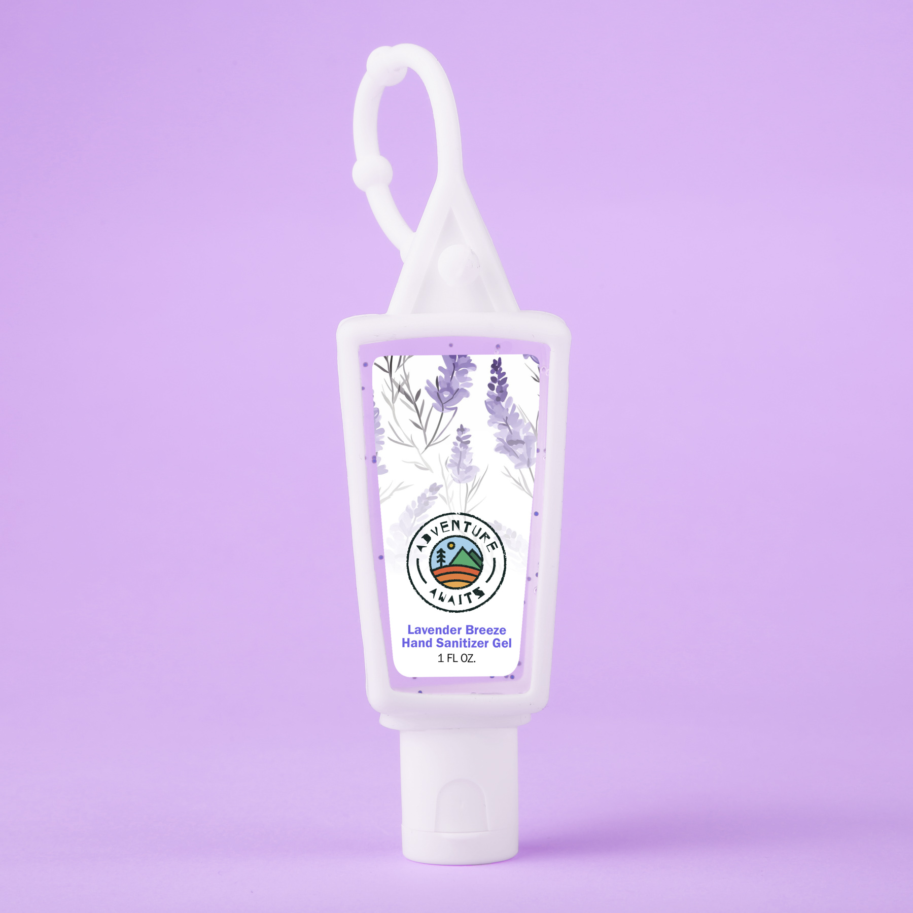 Picture of Hand Sanitizer Gel With Moisture Beads: 1 oz Triangle Bottle with Carabiner