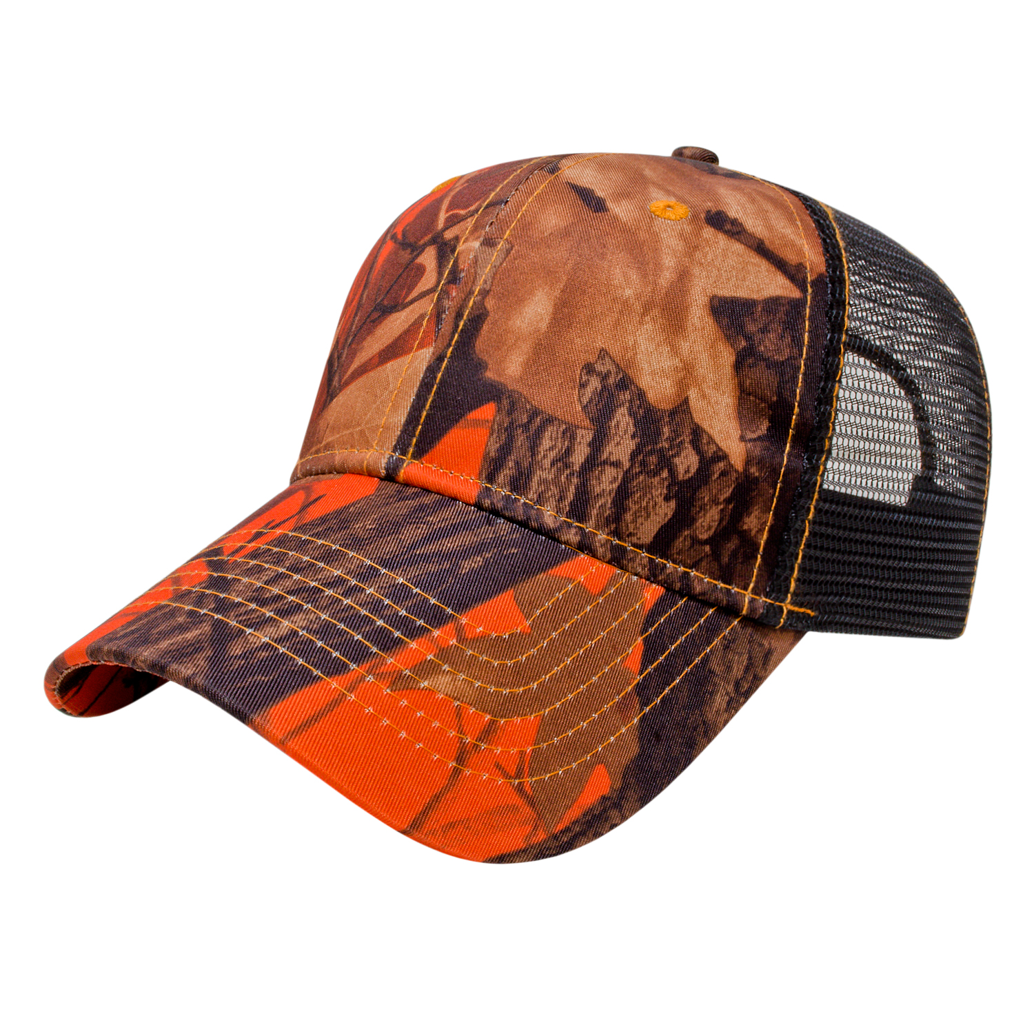 Picture of Orange Ridge Camo With Black Trucker Cap