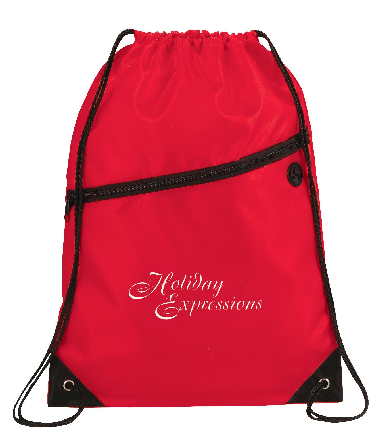 Picture of Robin Drawstring Polyester Bag with Front Zipper Pocket