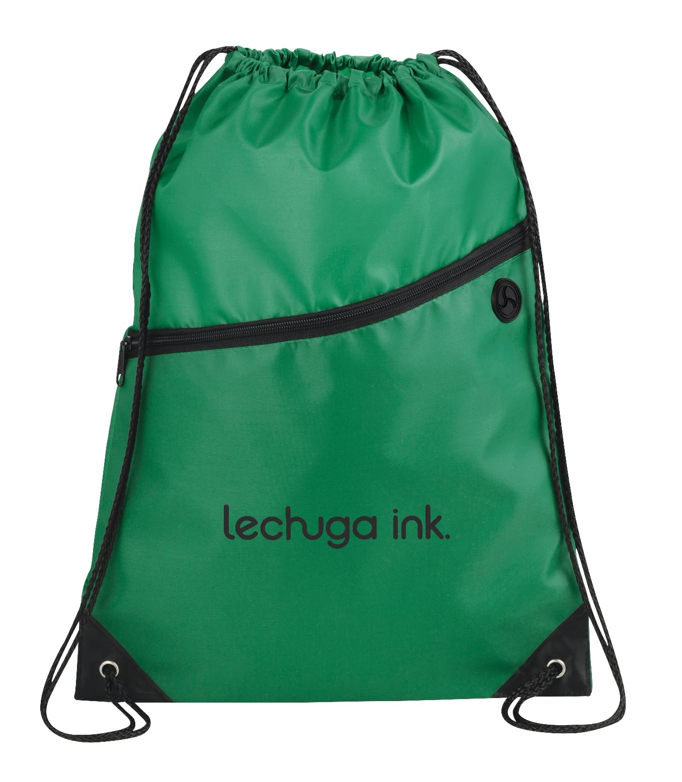Picture of Robin Drawstring Polyester Bag with Front Zipper Pocket