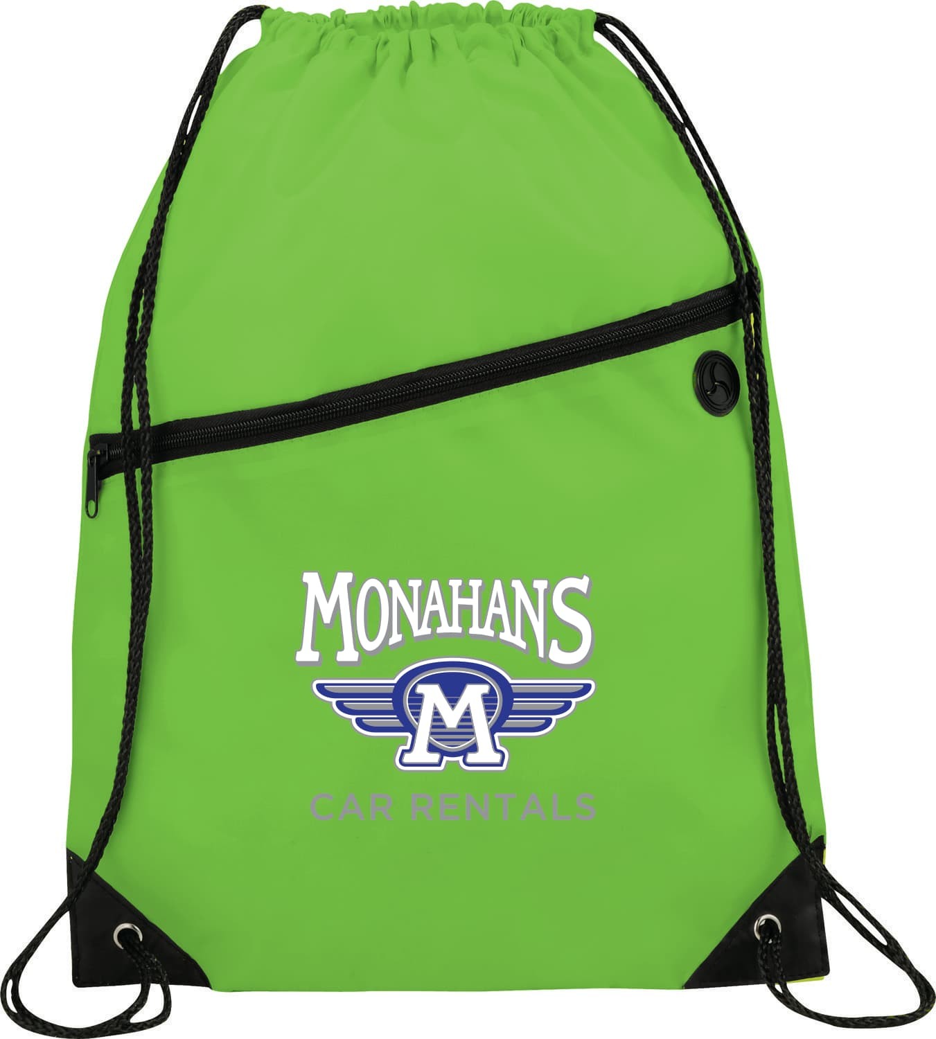 Picture of Robin Drawstring Polyester Bag with Front Zipper Pocket