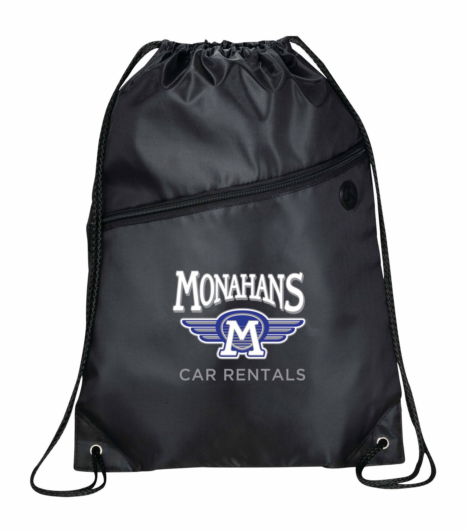 Picture of Robin Drawstring Polyester Bag with Front Zipper Pocket