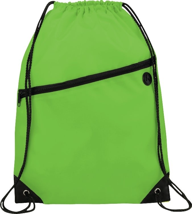 Picture of Robin Drawstring Polyester Bag with Front Zipper Pocket
