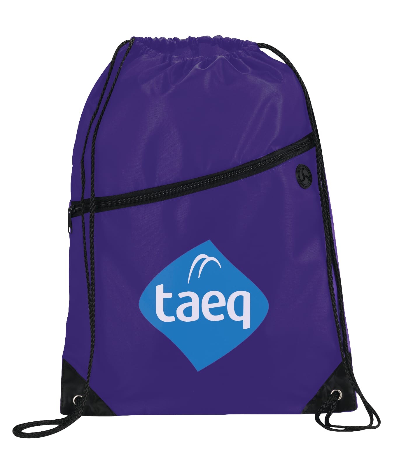 Picture of Robin Drawstring Polyester Bag with Front Zipper Pocket