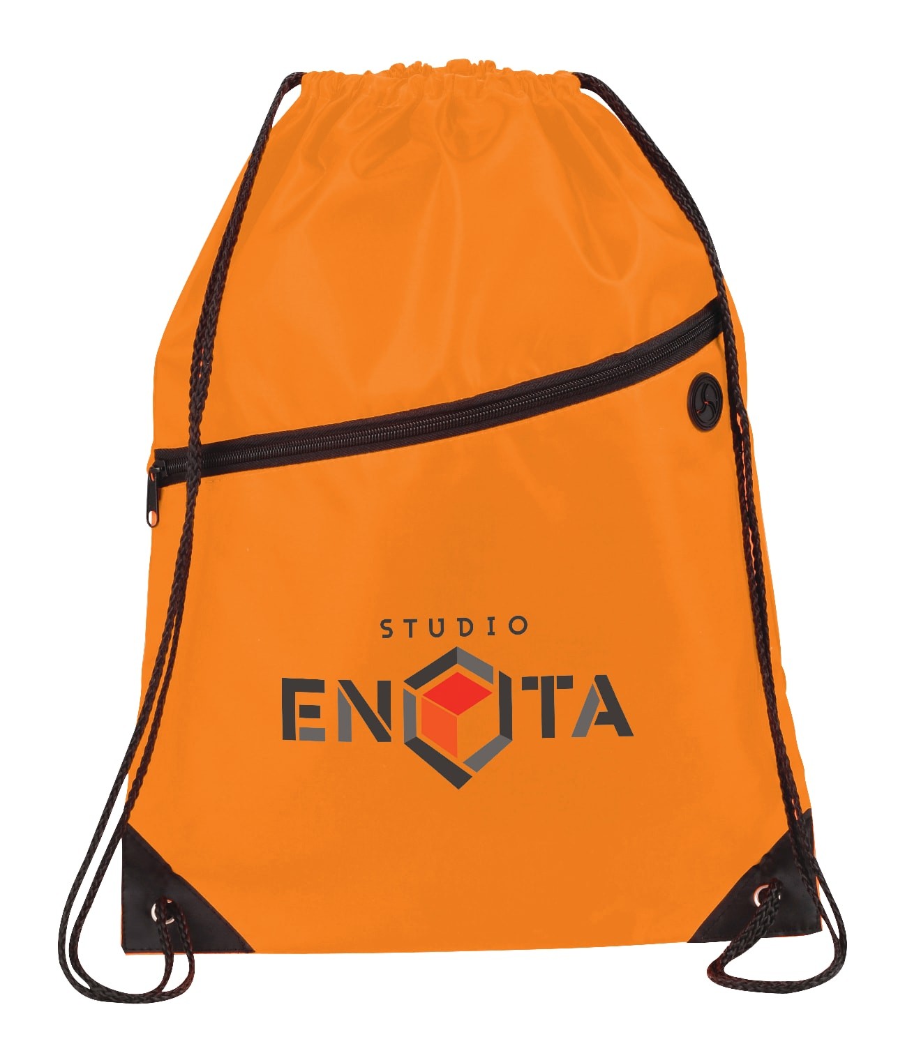 Picture of Robin Drawstring Polyester Bag with Front Zipper Pocket