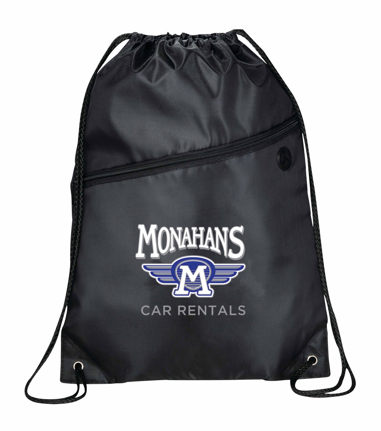Picture of Robin Drawstring Polyester Bag with Front Zipper Pocket