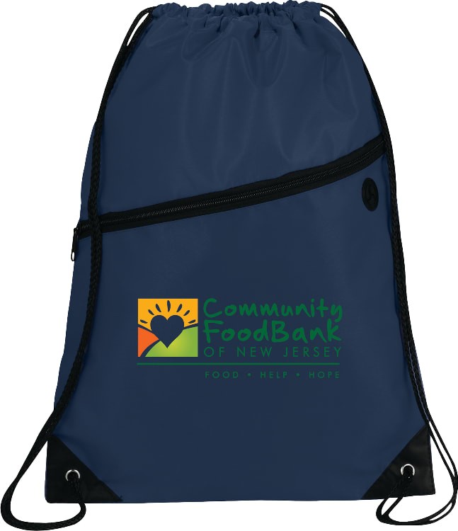 Picture of Robin Drawstring Polyester Bag with Front Zipper Pocket