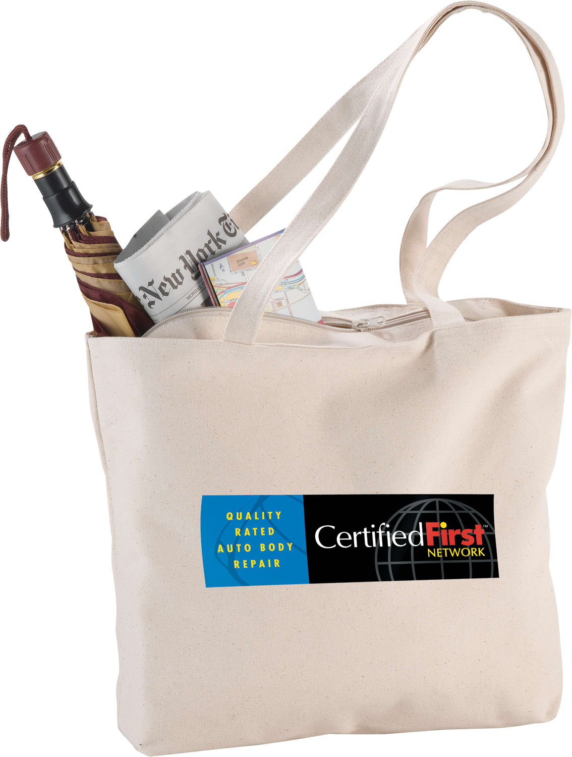 Picture of Zippered 10oz Cotton Canvas Shopper Tote
