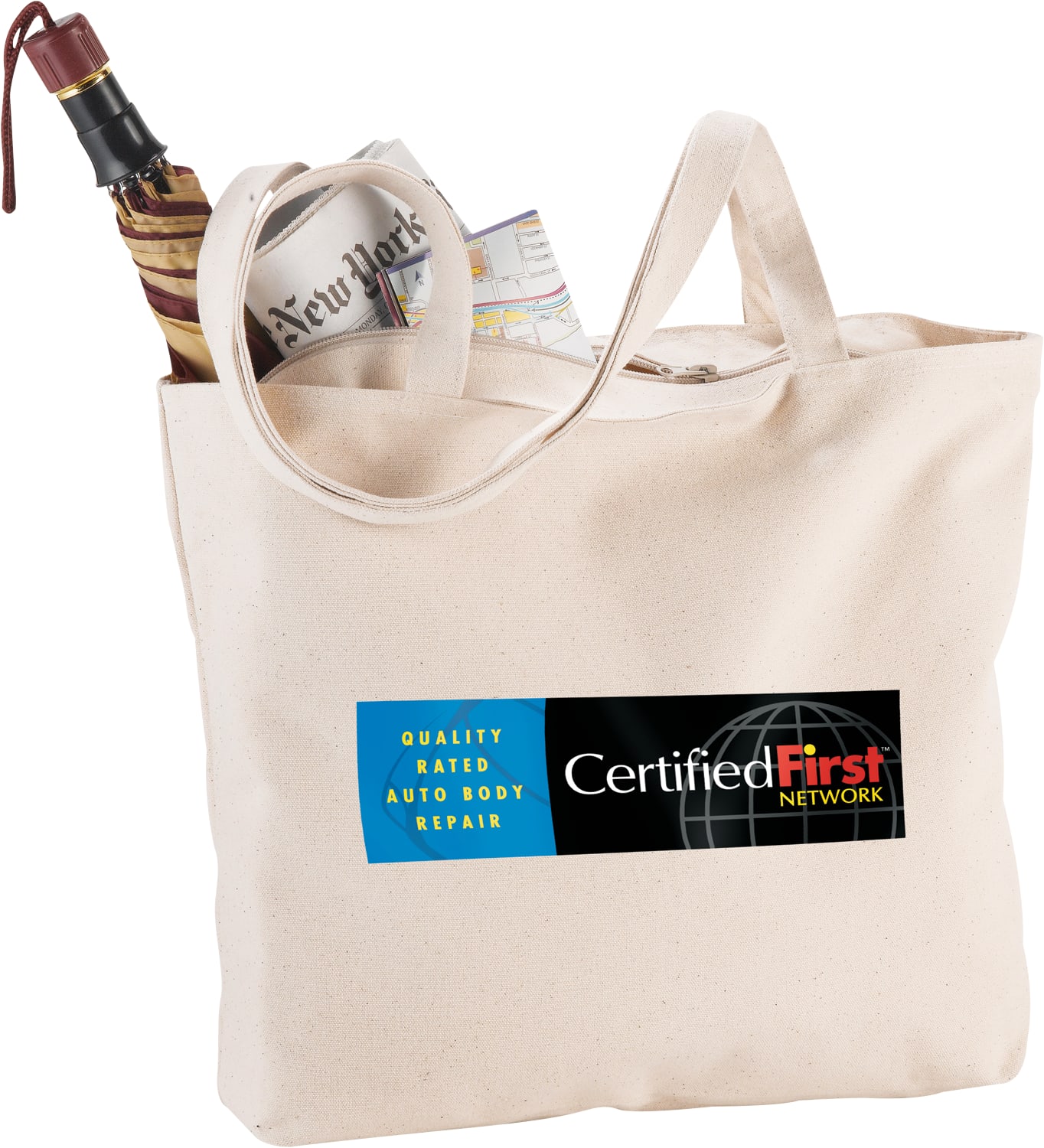 Picture of Zippered 10oz Cotton Canvas Shopper Tote