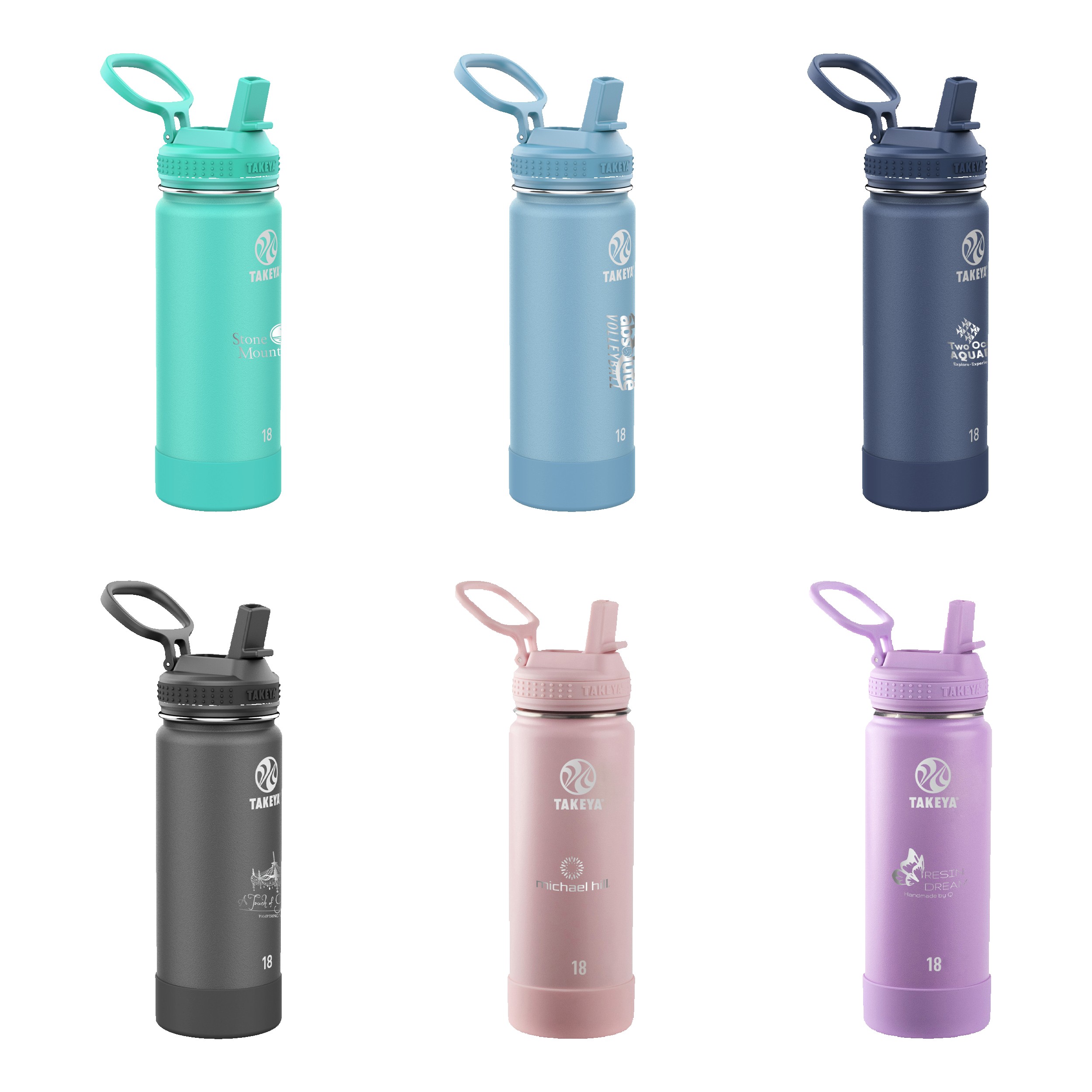 Picture of Takeya® 18 oz. Water Bottle with Actives Straw Lid™, Laser, Premium