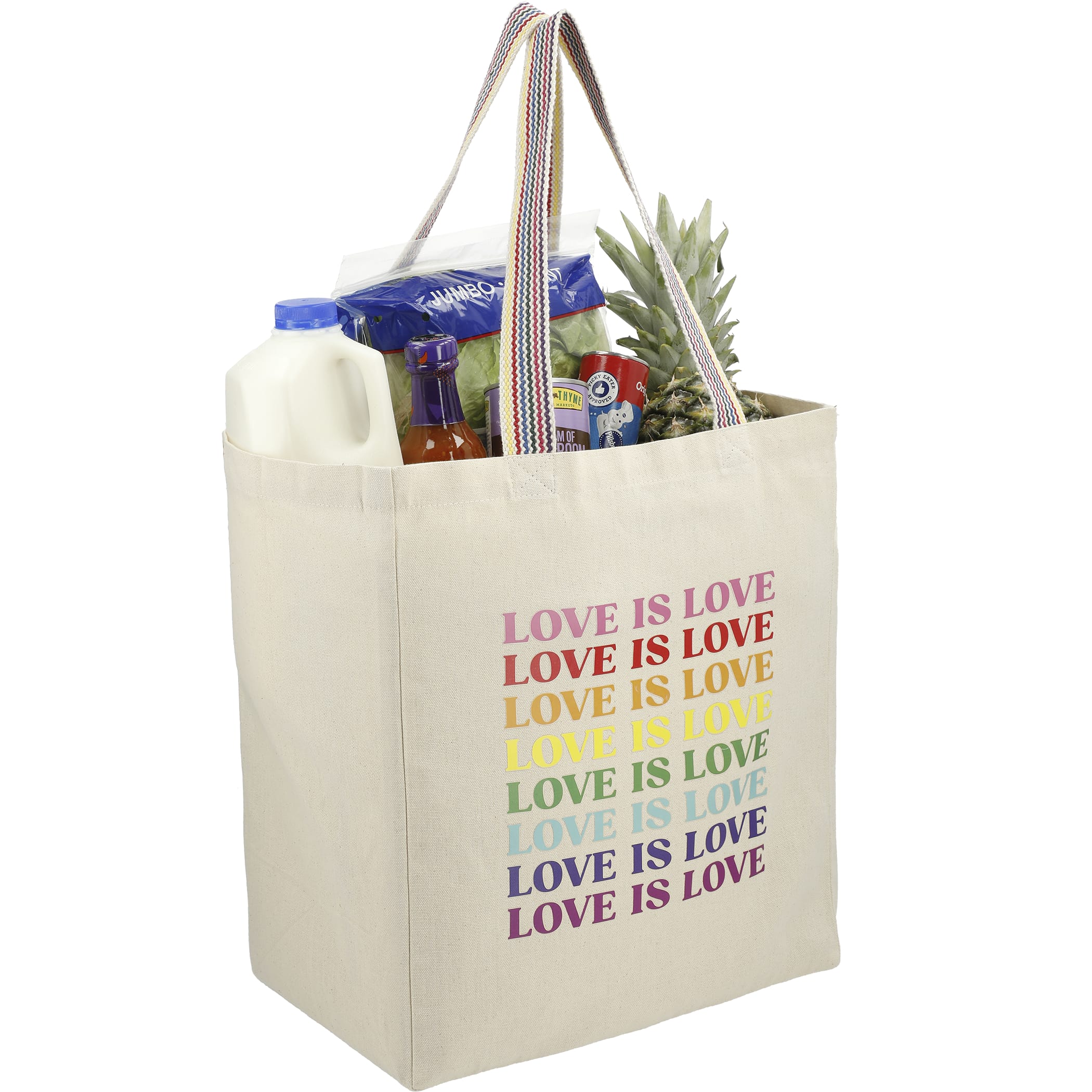 Picture of Rainbow Recycled 6oz Cotton Grocery Tote