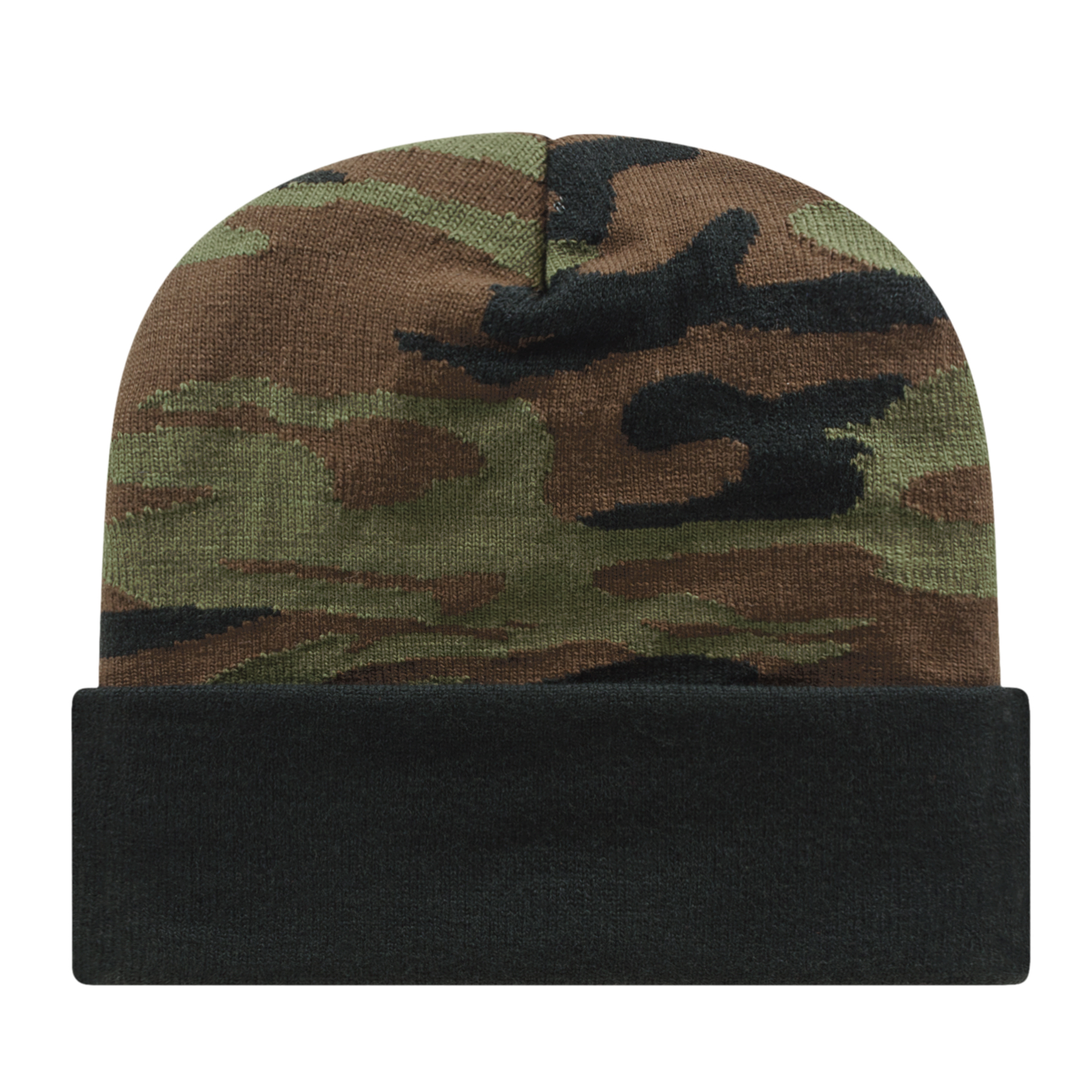 Picture of Woodland Camouflage Knit Cap with Solid Color Cuff