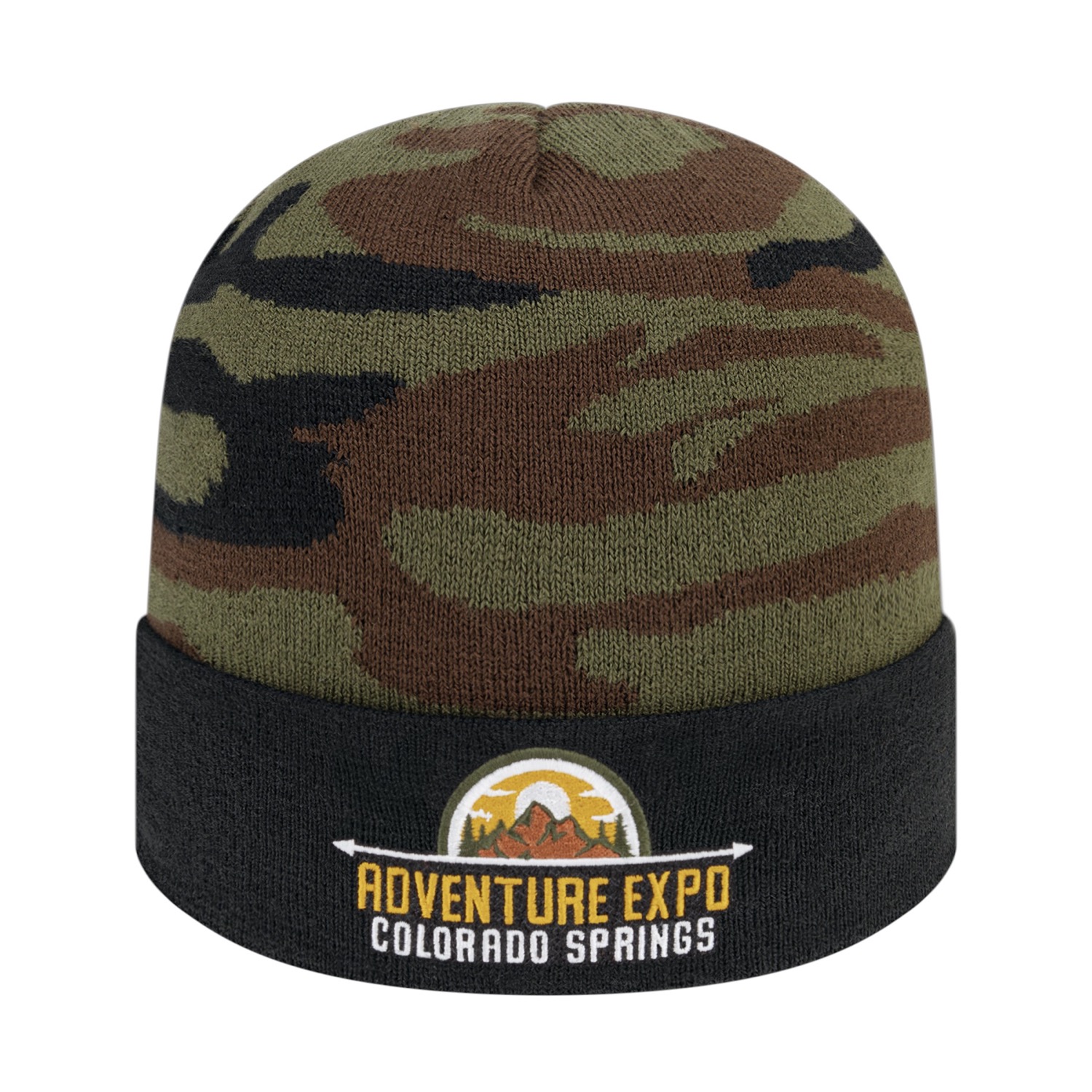 Picture of Woodland Camouflage Knit Cap with Solid Color Cuff