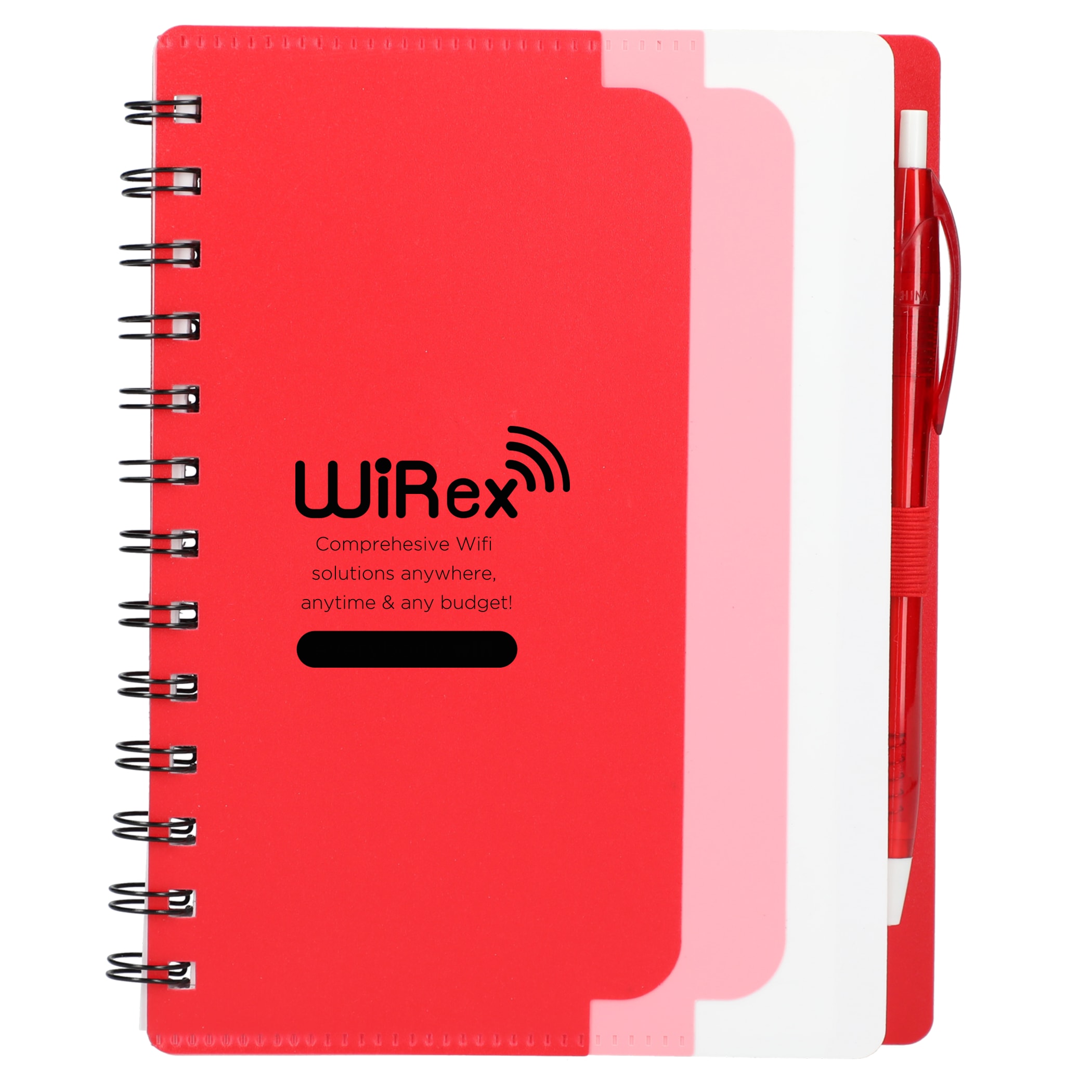Picture of 5'' x 7'' Recycled Dual Pocket Spiral Notebook w Pen