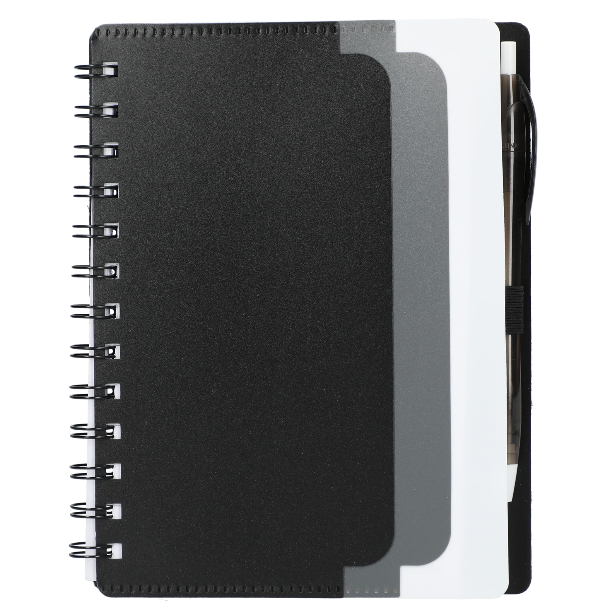 Picture of 5'' x 7'' Recycled Dual Pocket Spiral Notebook w Pen