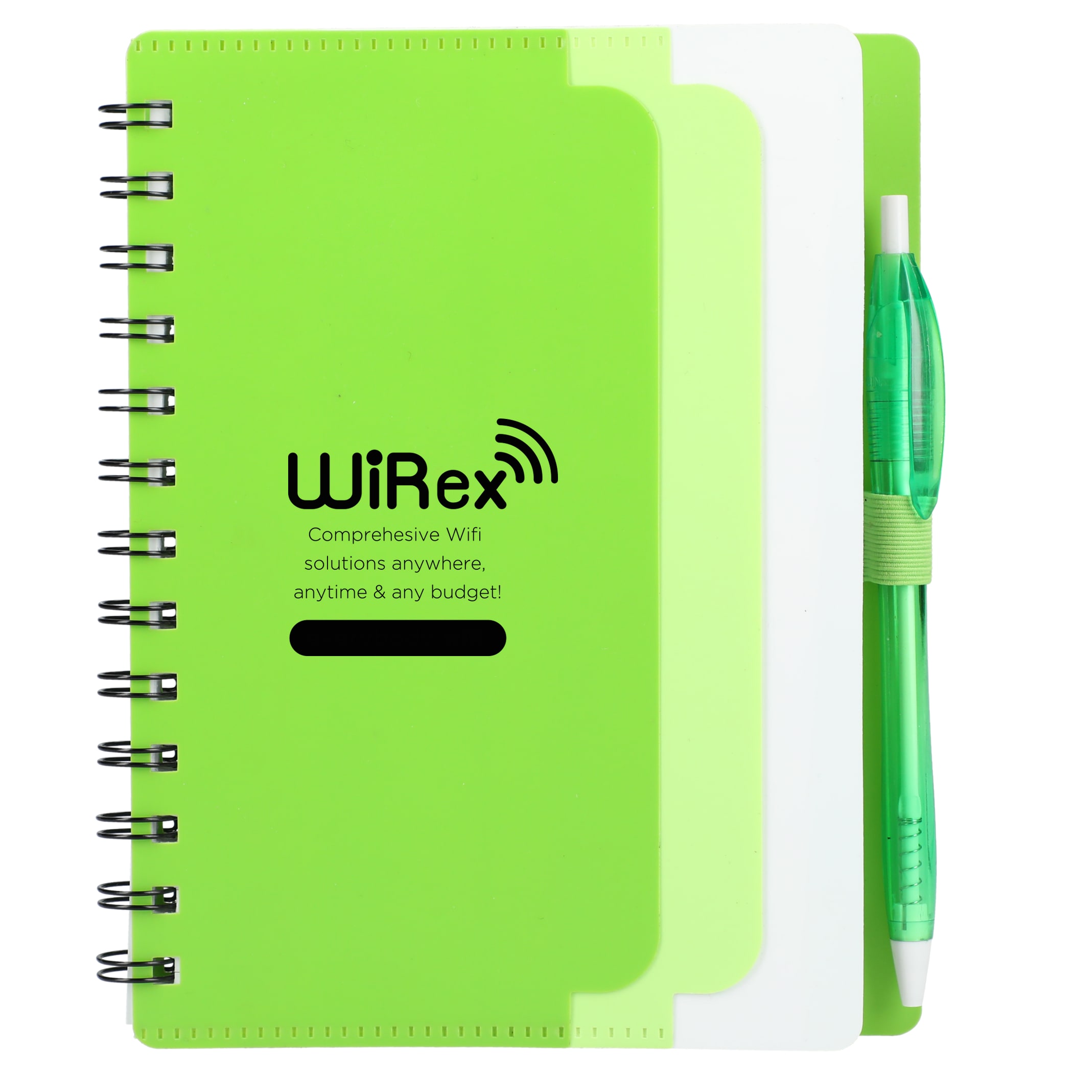 Picture of 5'' x 7'' Recycled Dual Pocket Spiral Notebook w Pen