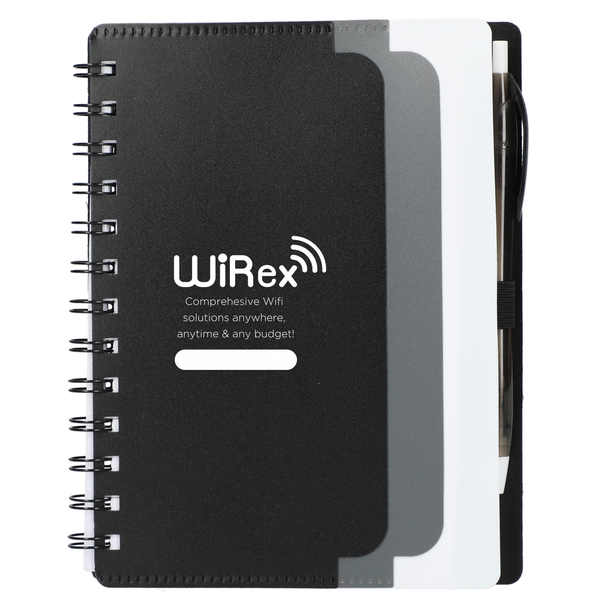 Picture of 5'' x 7'' Recycled Dual Pocket Spiral Notebook w Pen