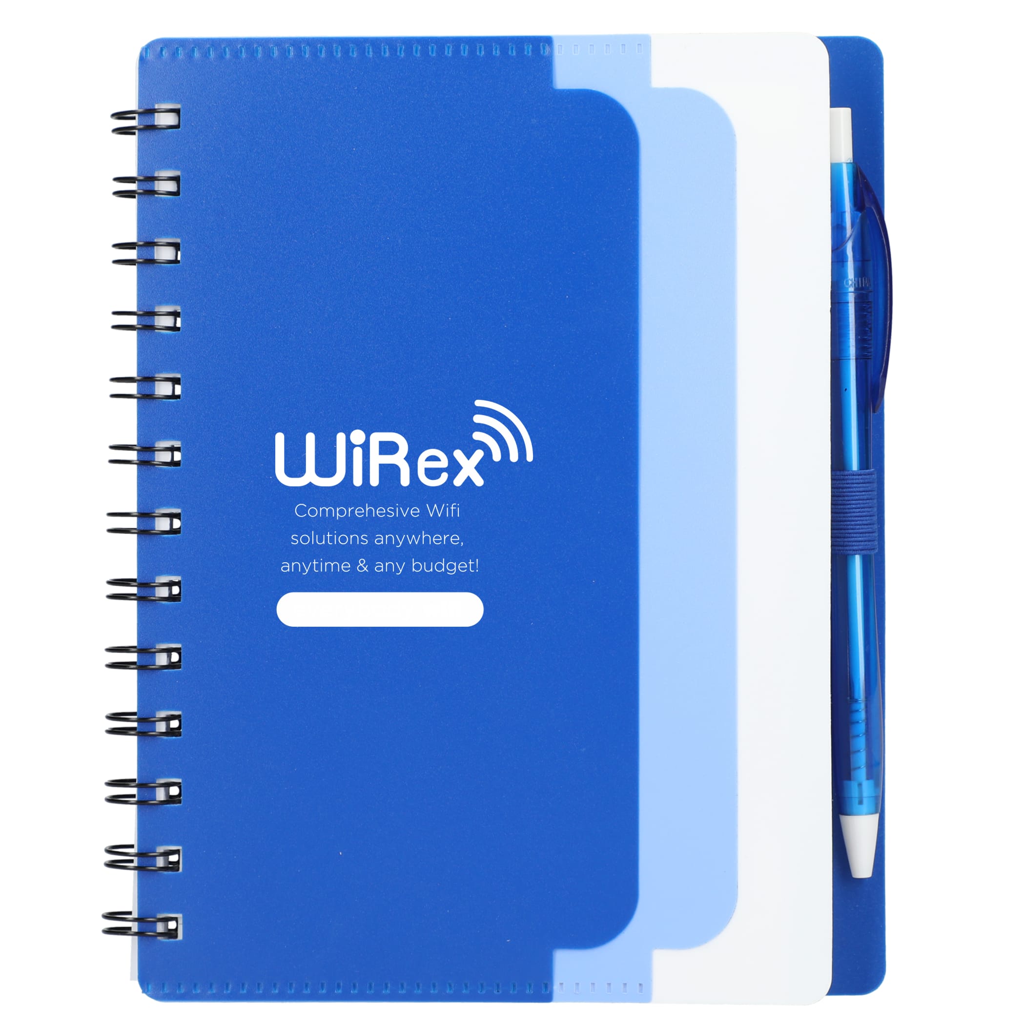Picture of 5'' x 7'' Recycled Dual Pocket Spiral Notebook w Pen