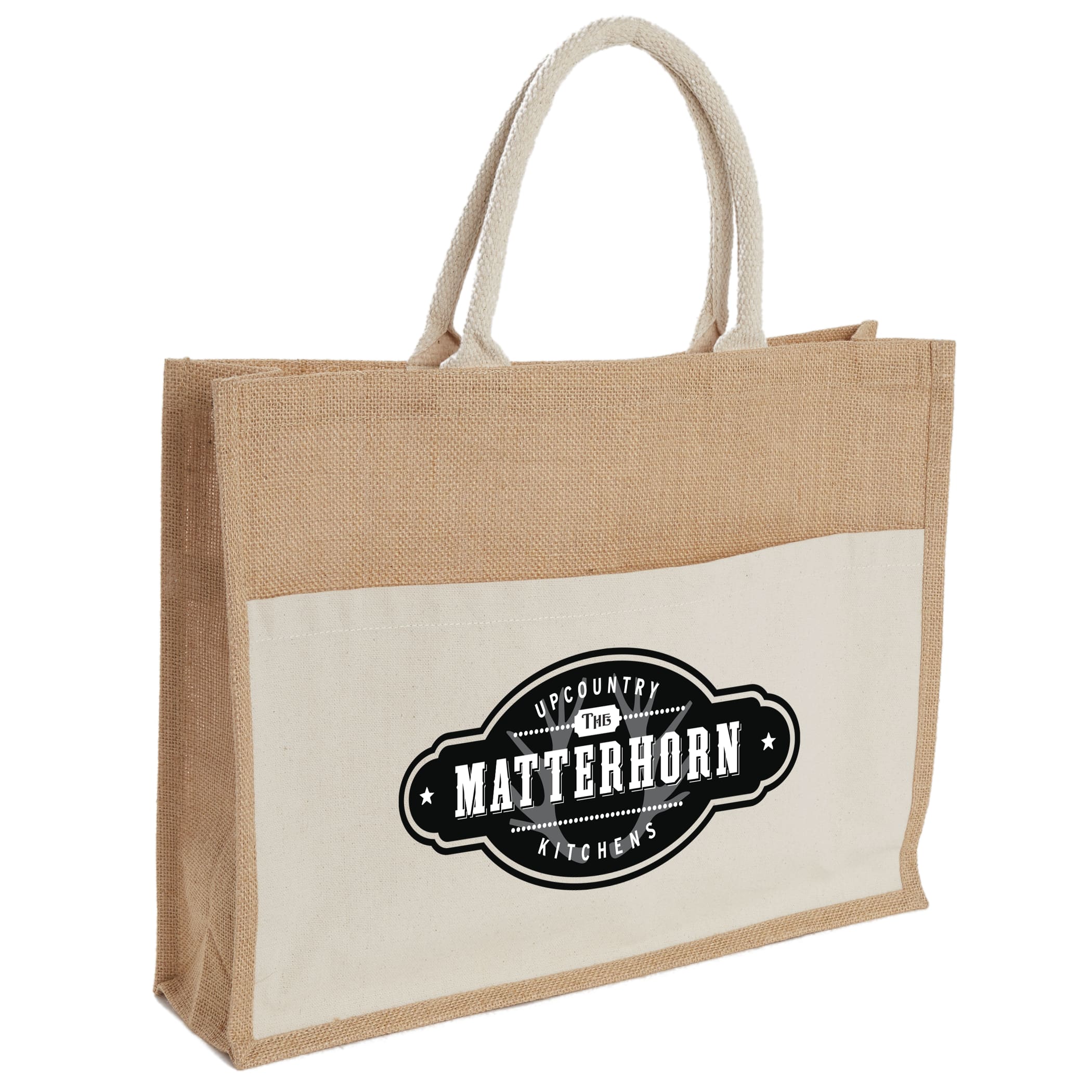 Picture of Jute Shopper Tote with Recycled Cotton Pocket