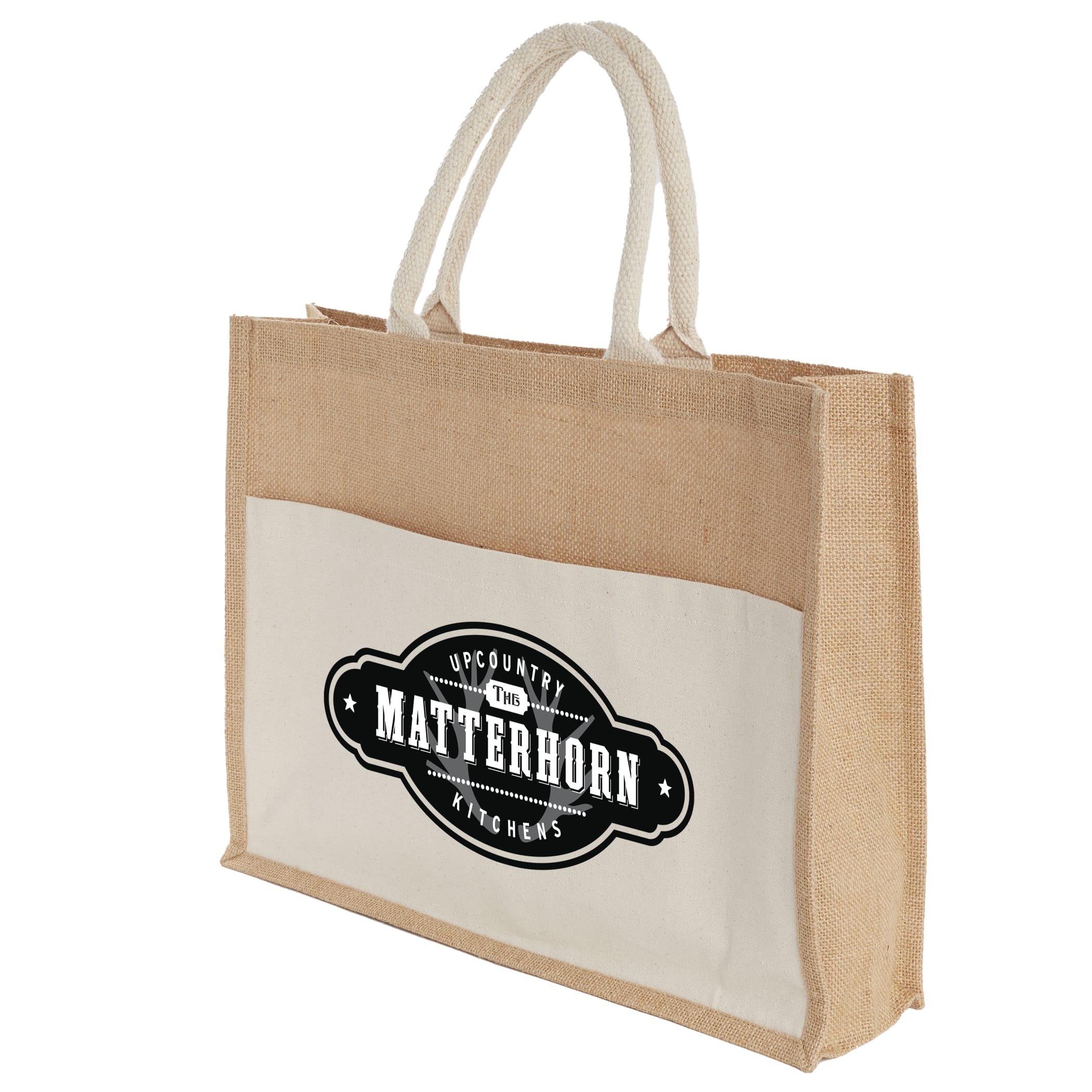 Picture of Jute Shopper Tote with Recycled Cotton Pocket