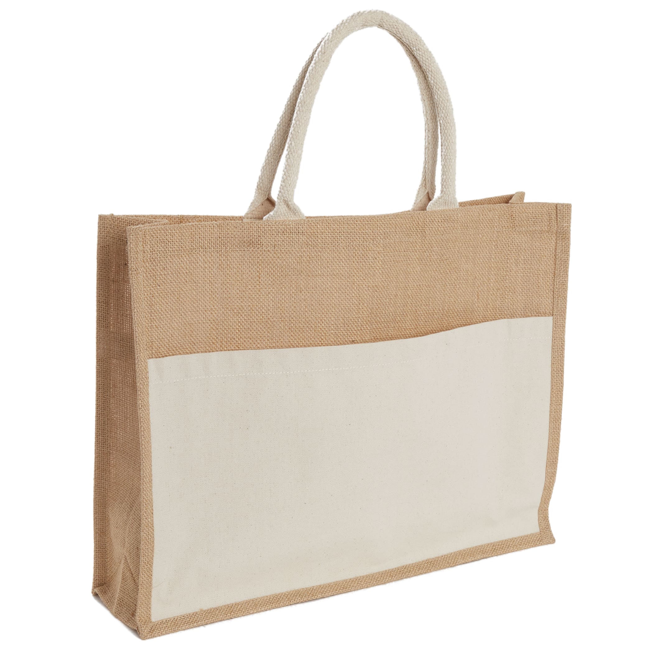 Picture of Jute Shopper Tote with Recycled Cotton Pocket