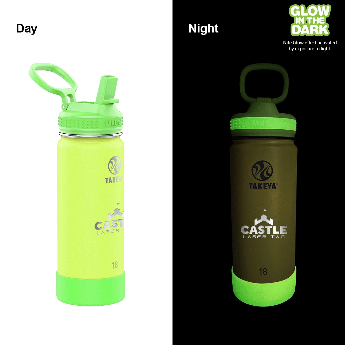 Picture of Takeya 18 oz. Actives Glow in the Dark Bottle, Laser Premium