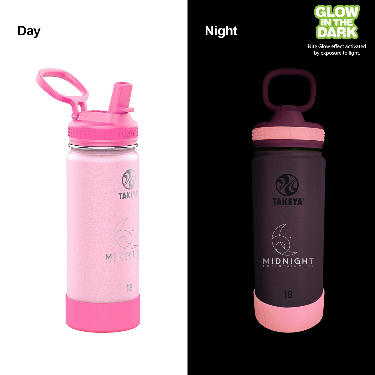 Picture of Takeya 18 oz. Actives Glow in the Dark Bottle, Laser Premium