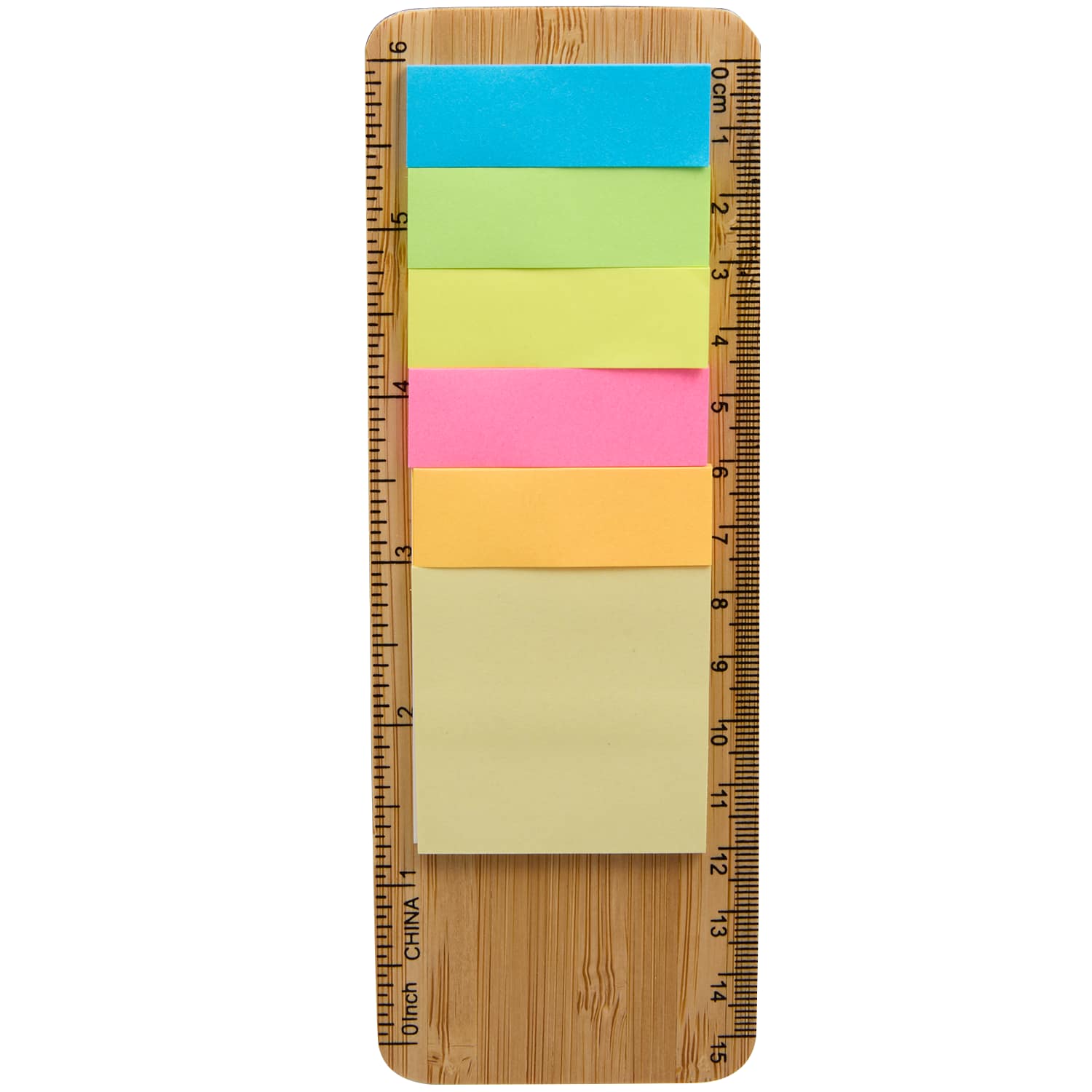 Picture of FSC® Certified Bamboo Ruler with Sticky Notes