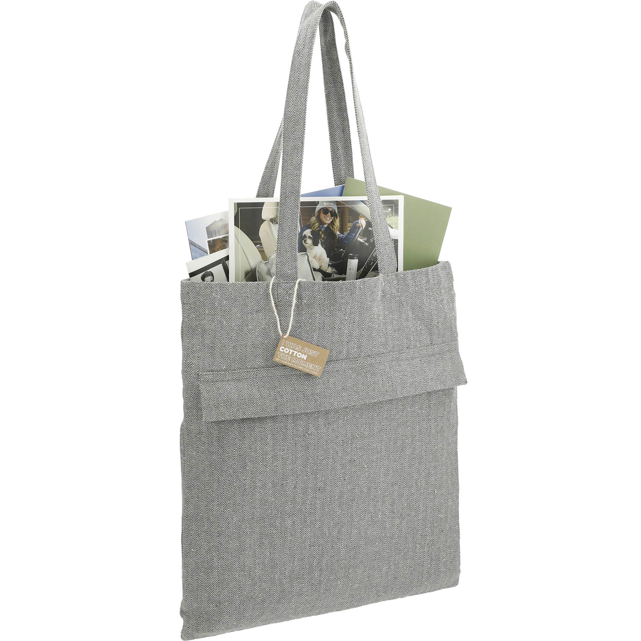 Picture of Recycled Cotton Herringbone Tote w/Zip Pocket 7oz