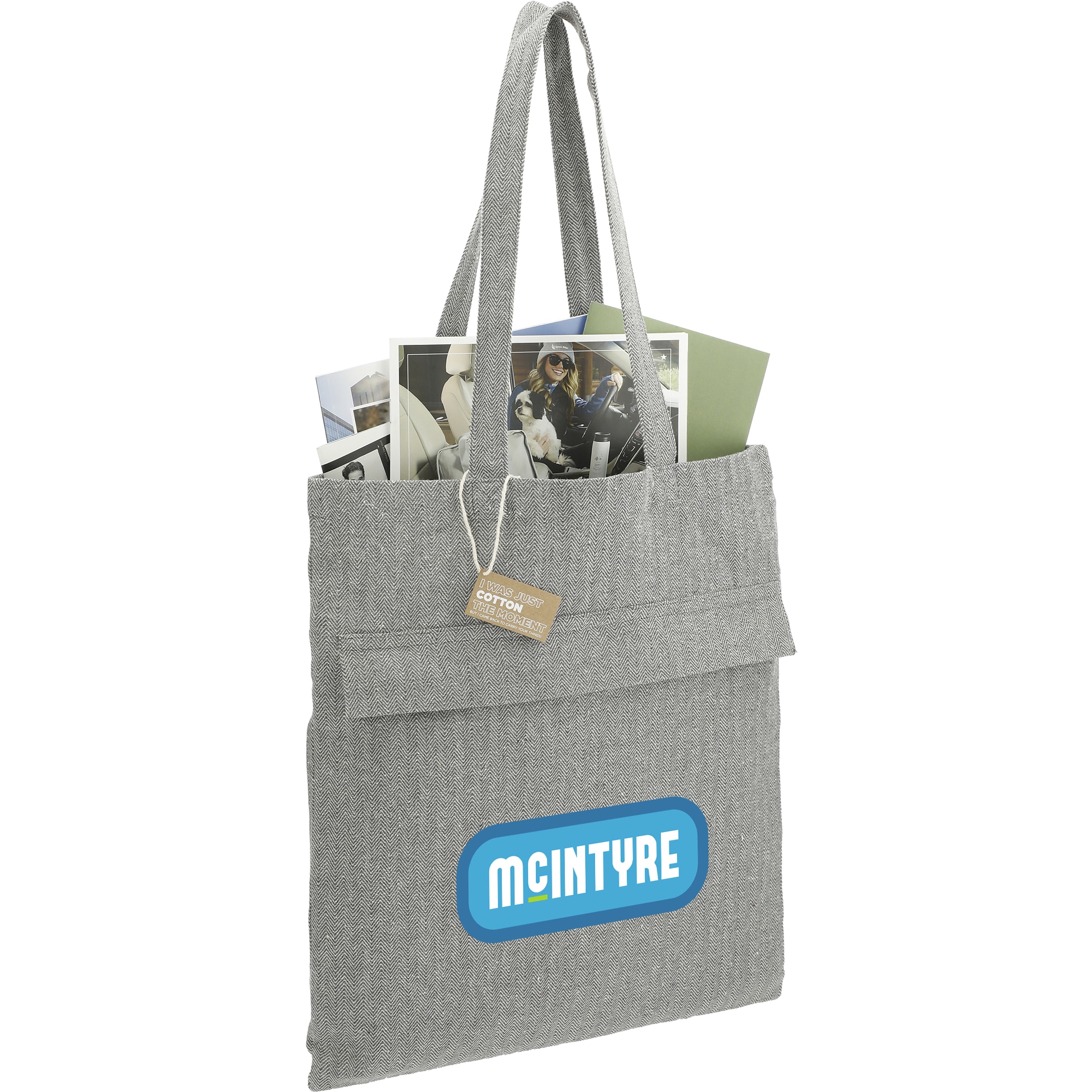 Picture of Recycled Cotton Herringbone Tote w/Zip Pocket 7oz