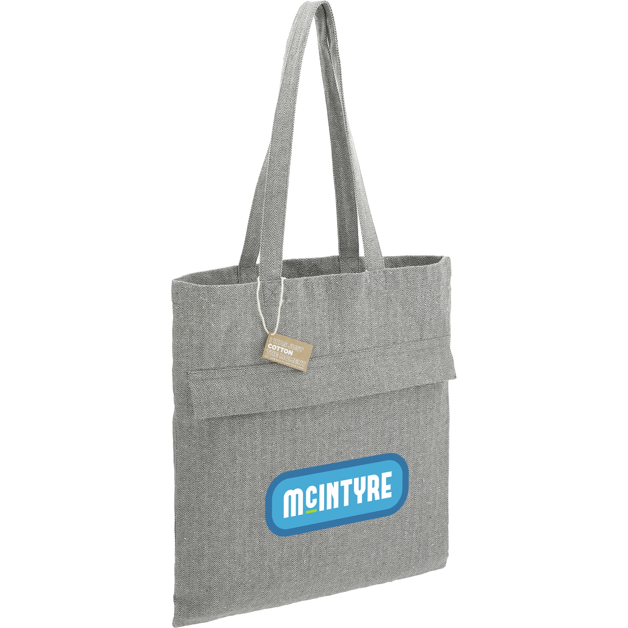 Picture of Recycled Cotton Herringbone Tote w/Zip Pocket 7oz