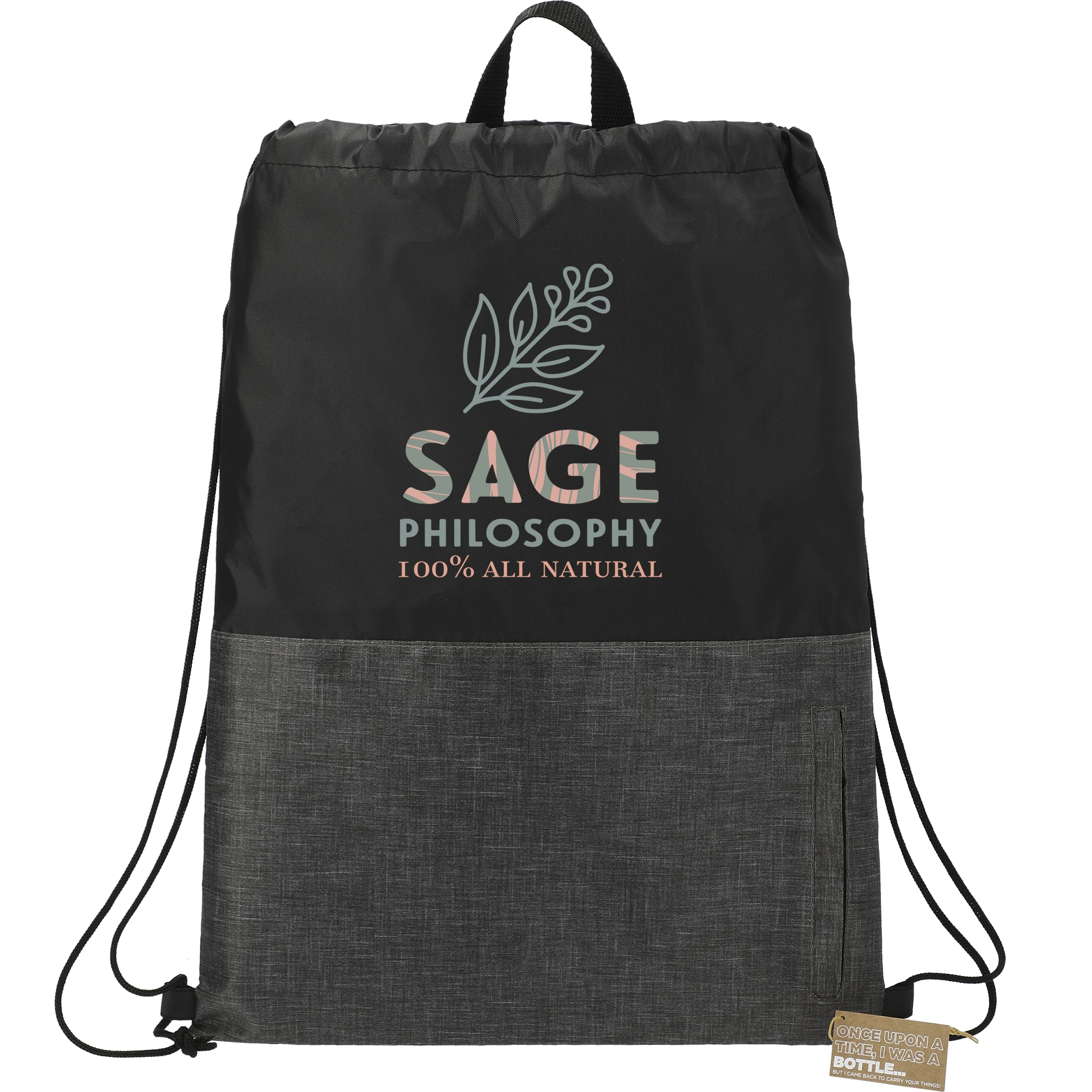 Picture of Ash Zippered Recycled Drawstring Bag