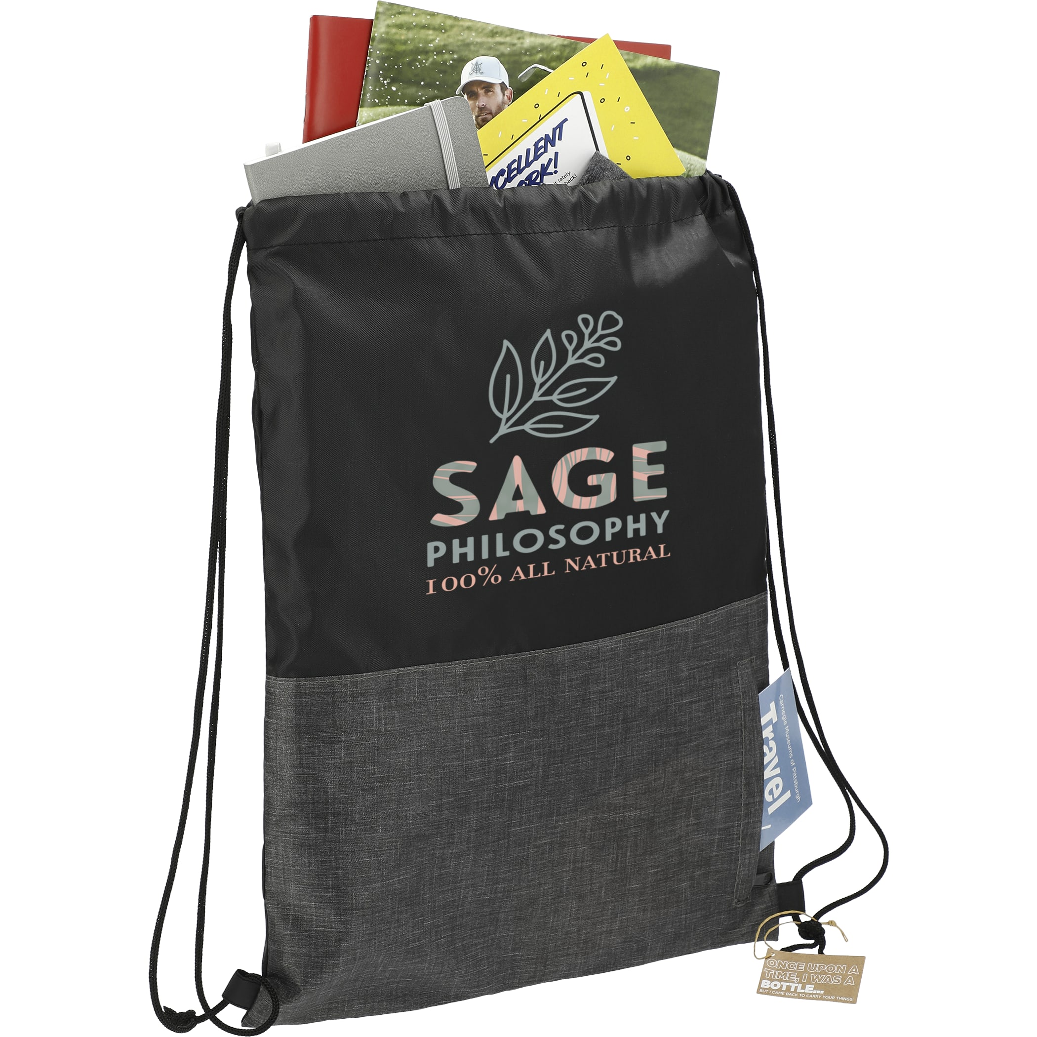 Picture of Ash Zippered Recycled Drawstring Bag