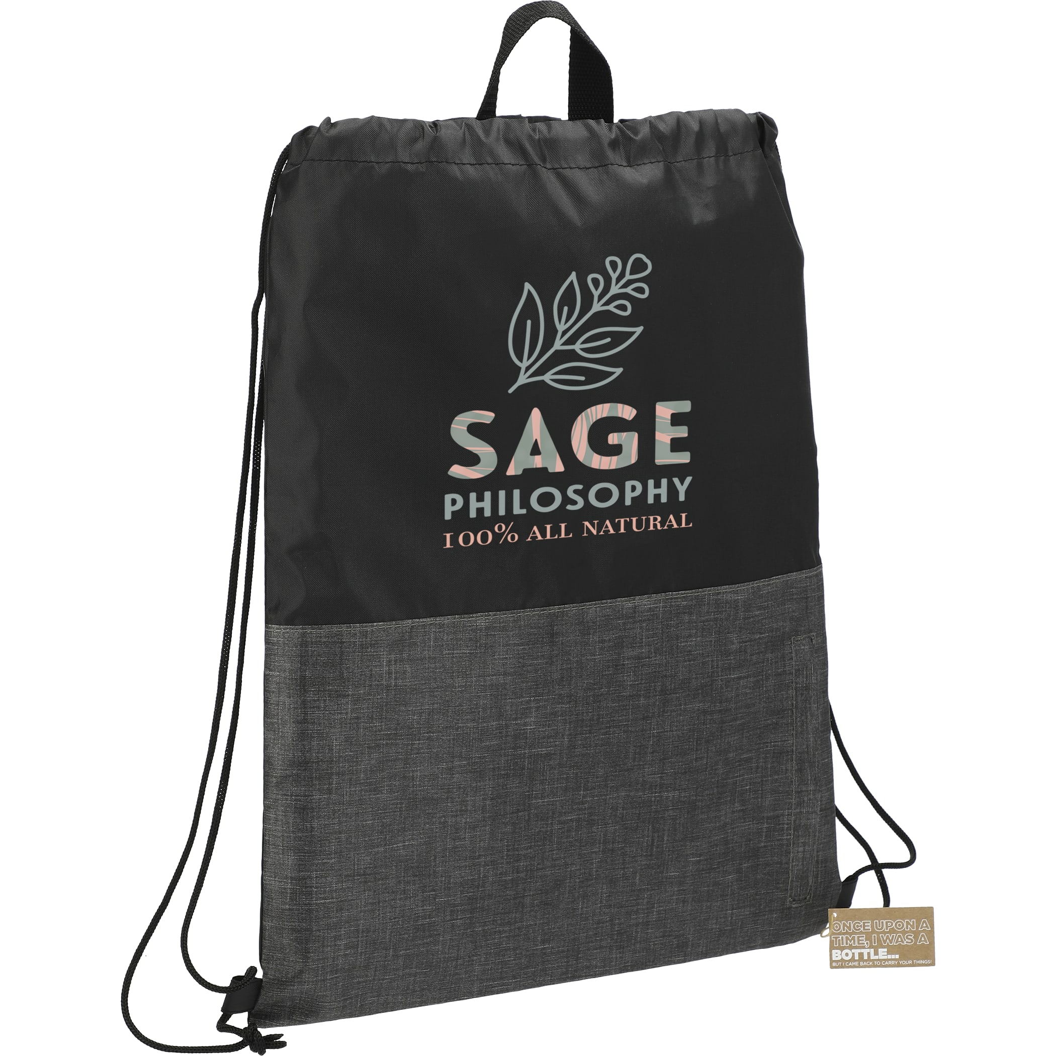 Picture of Ash Zippered Recycled Drawstring Bag