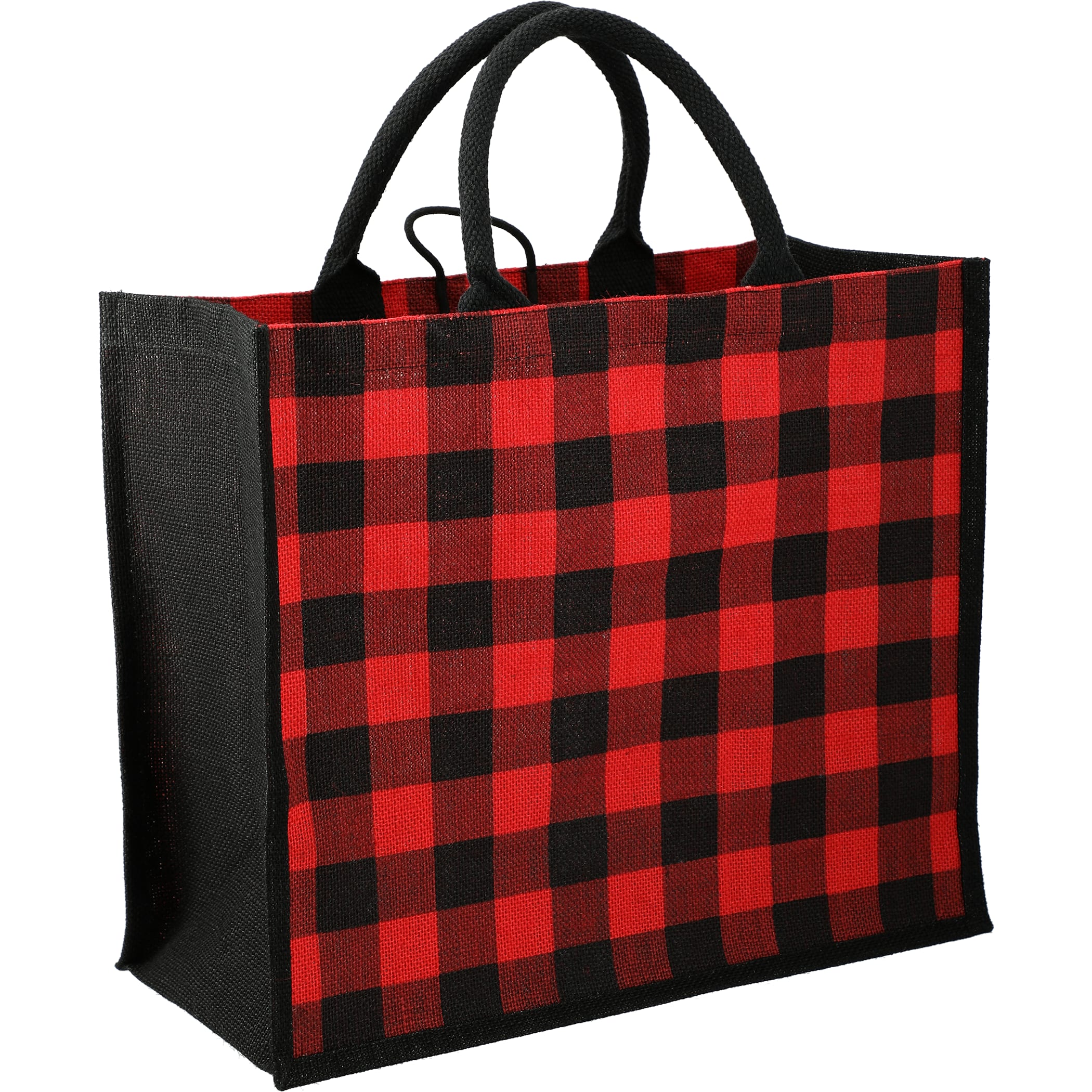 Picture of Buffalo Plaid Printed Jute Tote