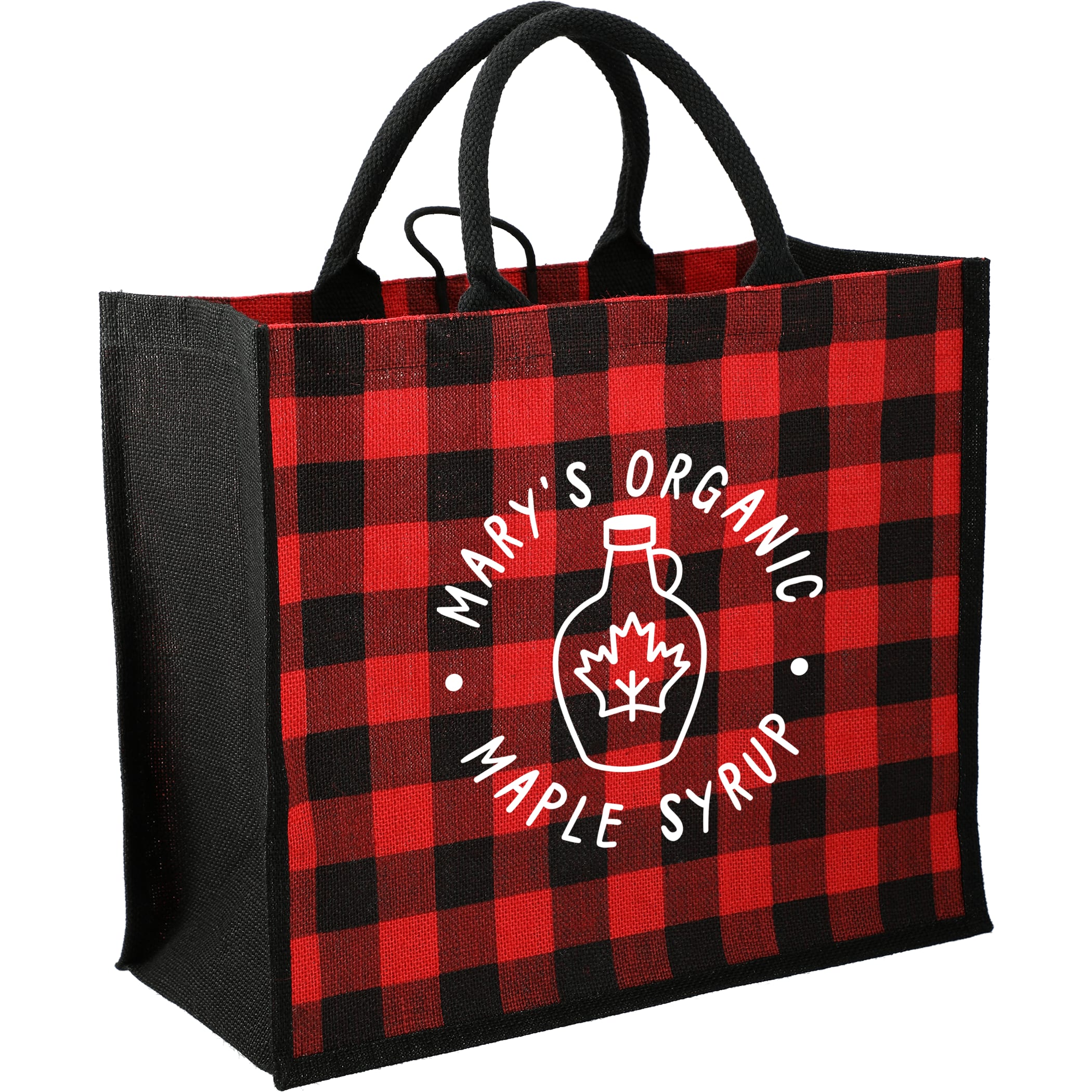 Picture of Buffalo Plaid Printed Jute Tote