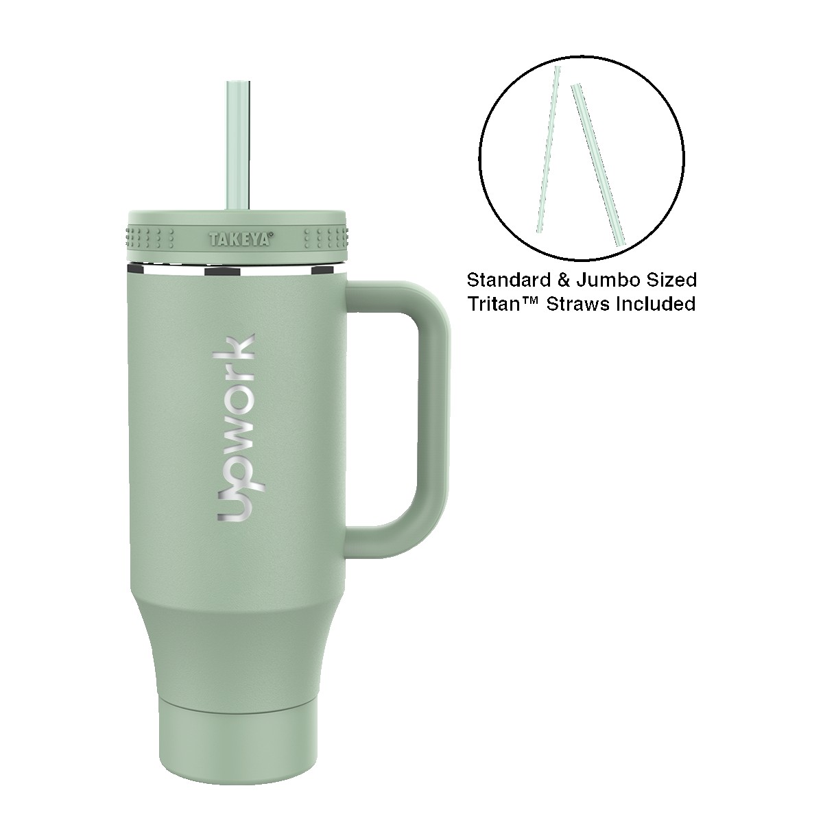 Picture of Takeya® 40 oz. Straw Tumbler with Handle, Laser Premium