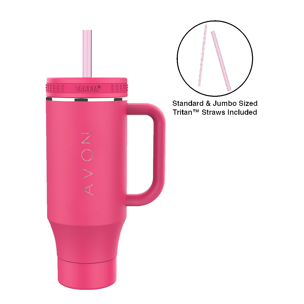 Picture of Takeya® 40 oz. Straw Tumbler with Handle, Laser Premium