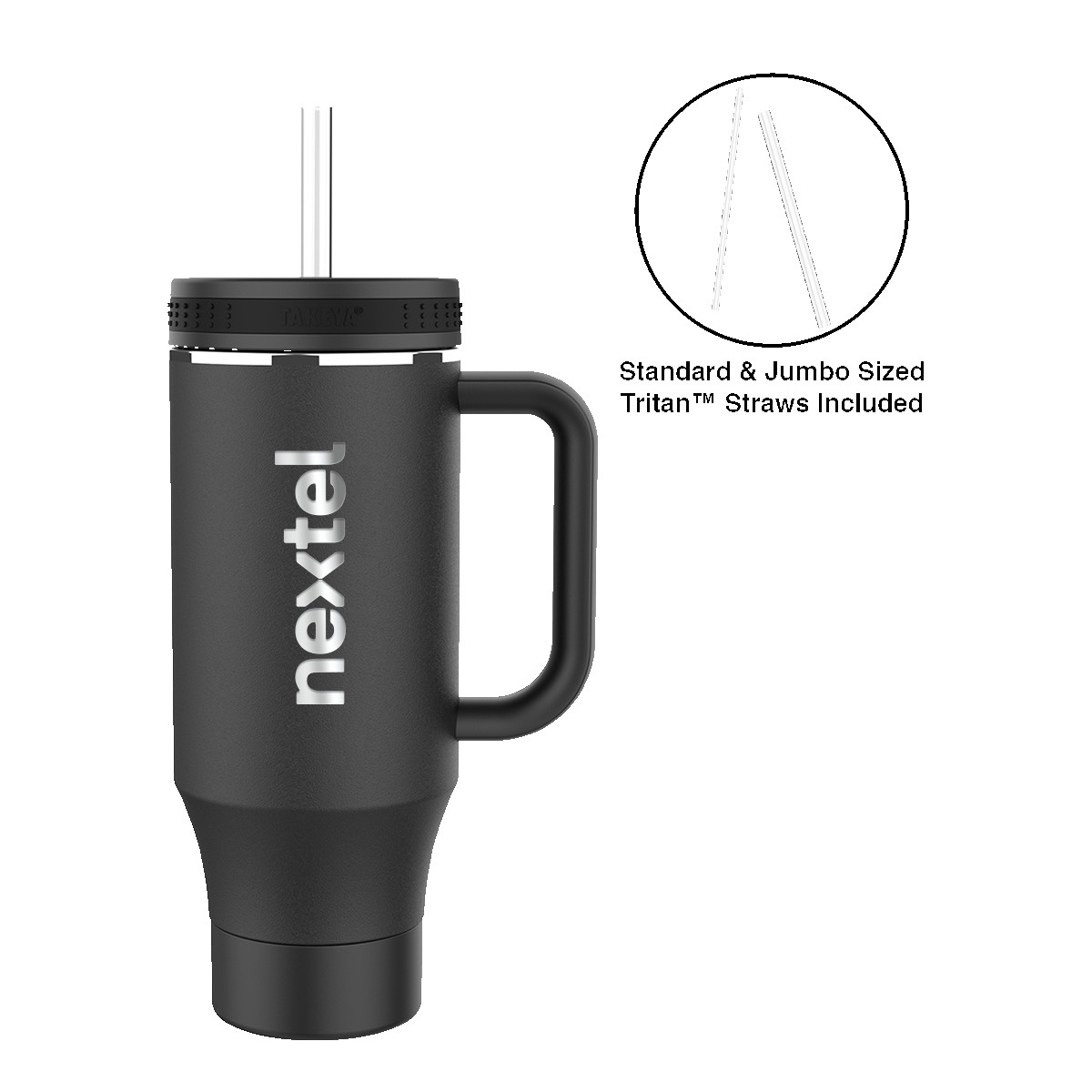 Picture of Takeya® 40 oz. Straw Tumbler with Handle, Laser Premium