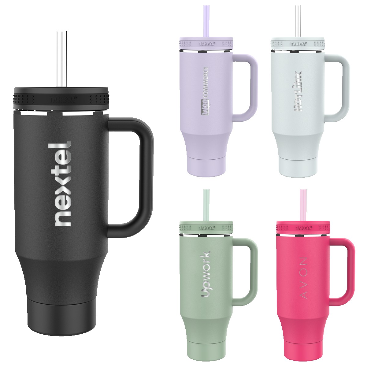 Picture of Takeya® 40 oz. Straw Tumbler with Handle, Laser Premium