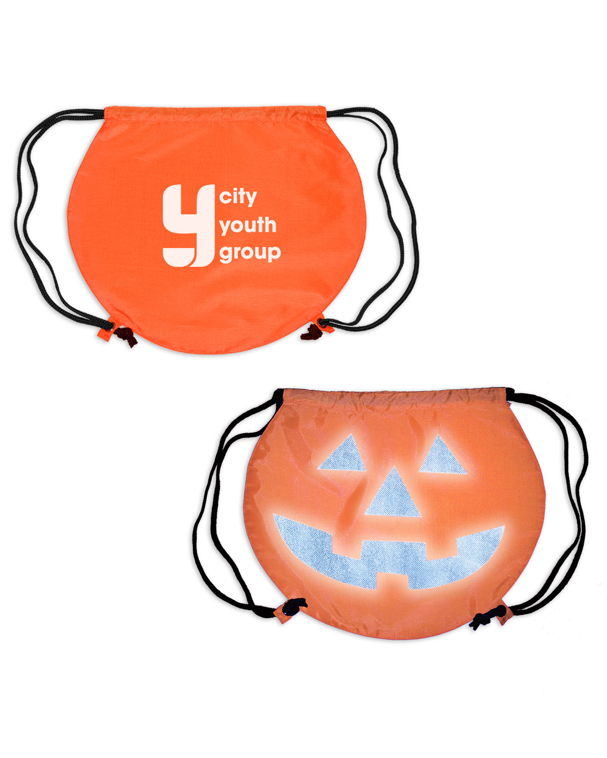 Picture of Pumpkin Drawstring Bag.