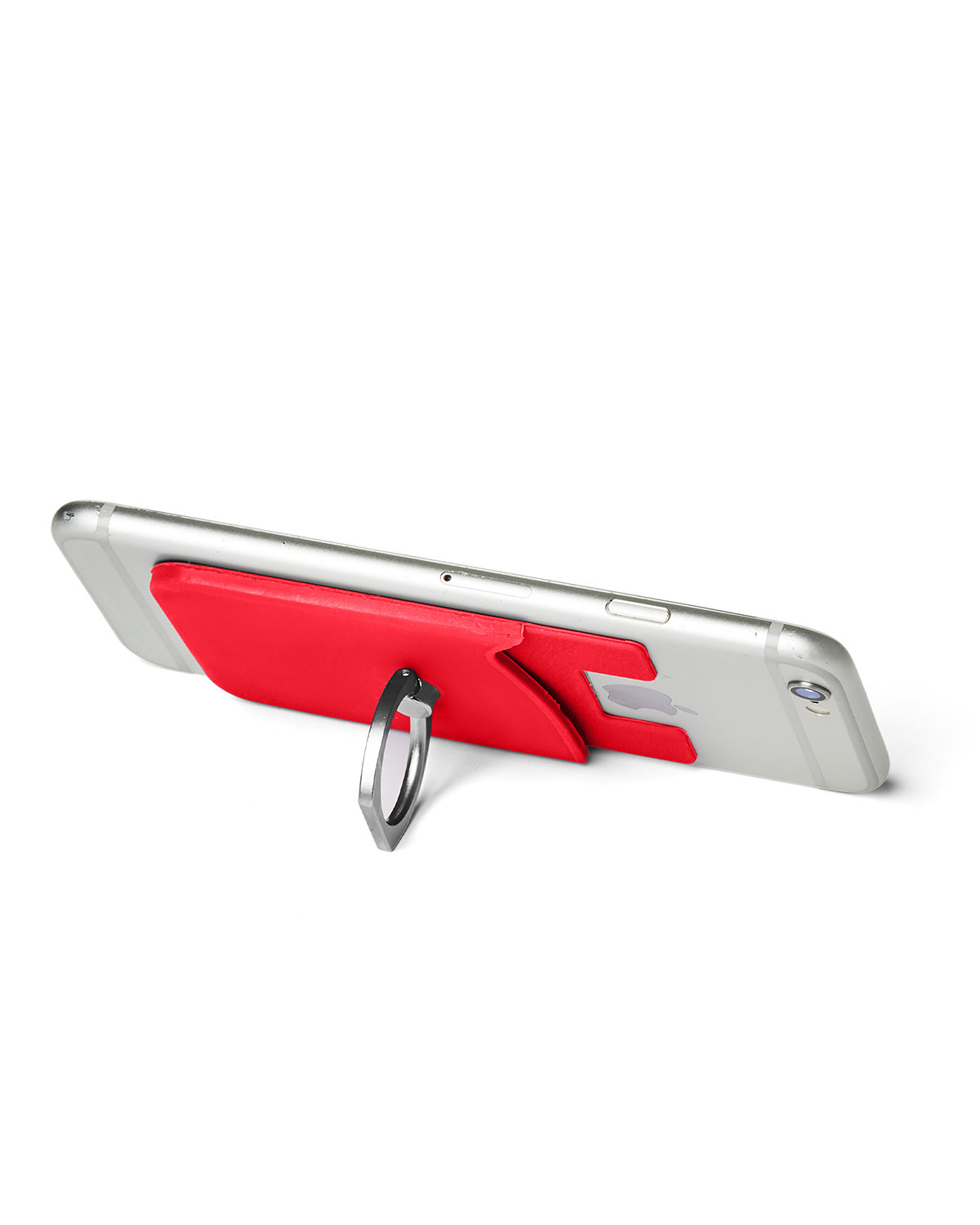 Picture of Silicone Card Holder with Metal Ring Phone Stand.