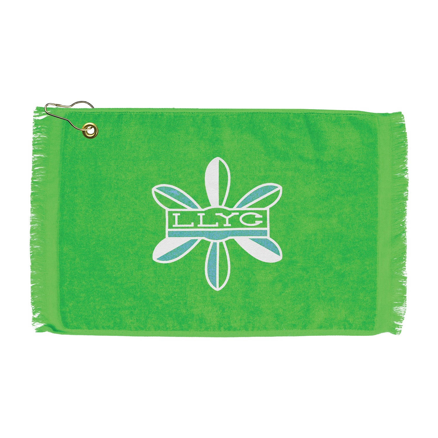 Picture of Premium Fringed Velour Golf Towel w/ Corner Hook & Grommet (Color Imprinted - Tone on Tone)
