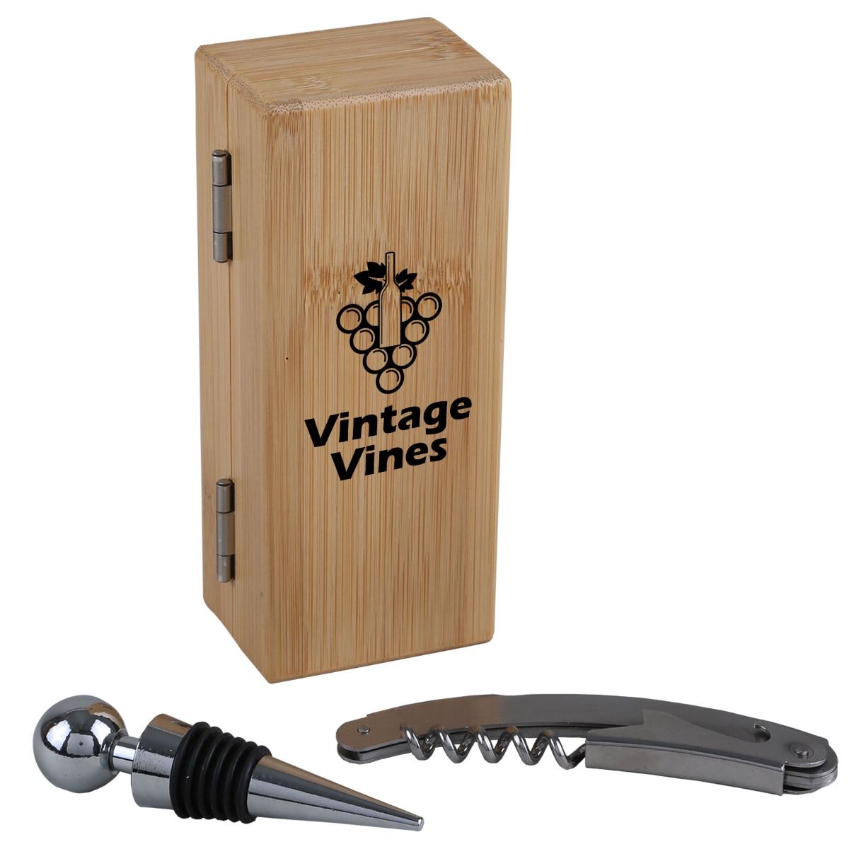 Picture of 2 Piece Bamboo Wine Opener Set w/Magnetic Closure