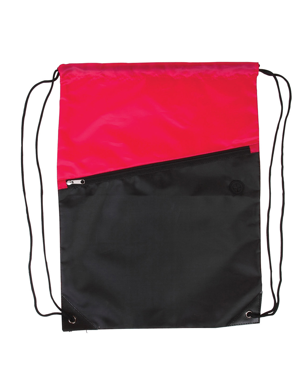 Picture of Two-Tone Poly Drawstring Backpack With Zipper.